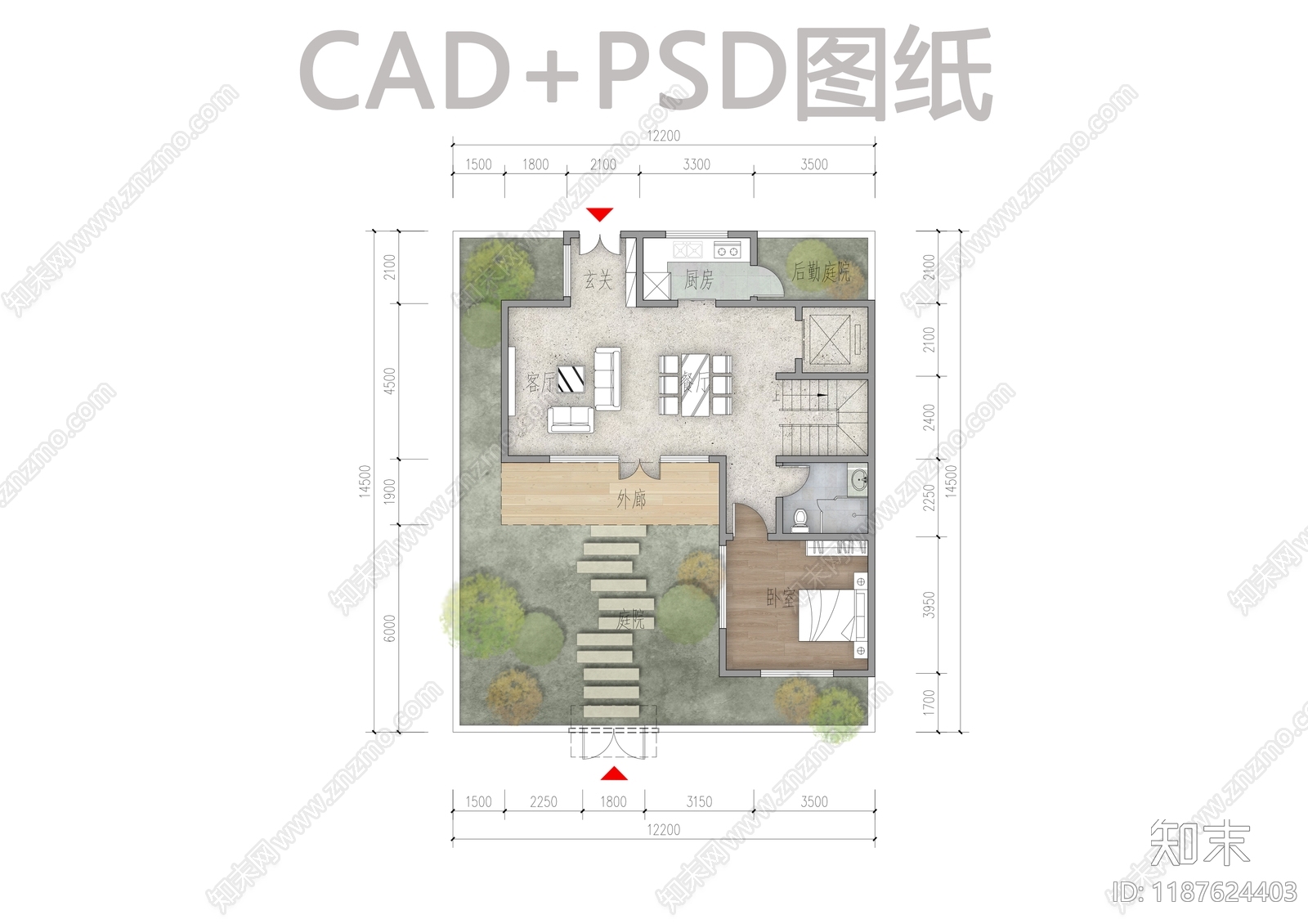 新中式别墅建筑施工图下载【ID:1187624403】