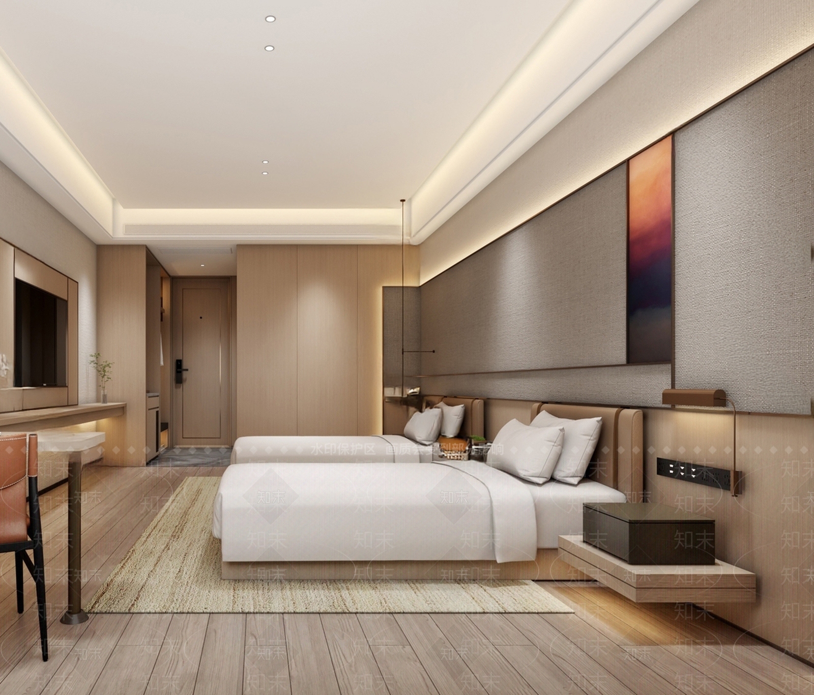 现代酒店客房SU模型下载【ID:1187628468】