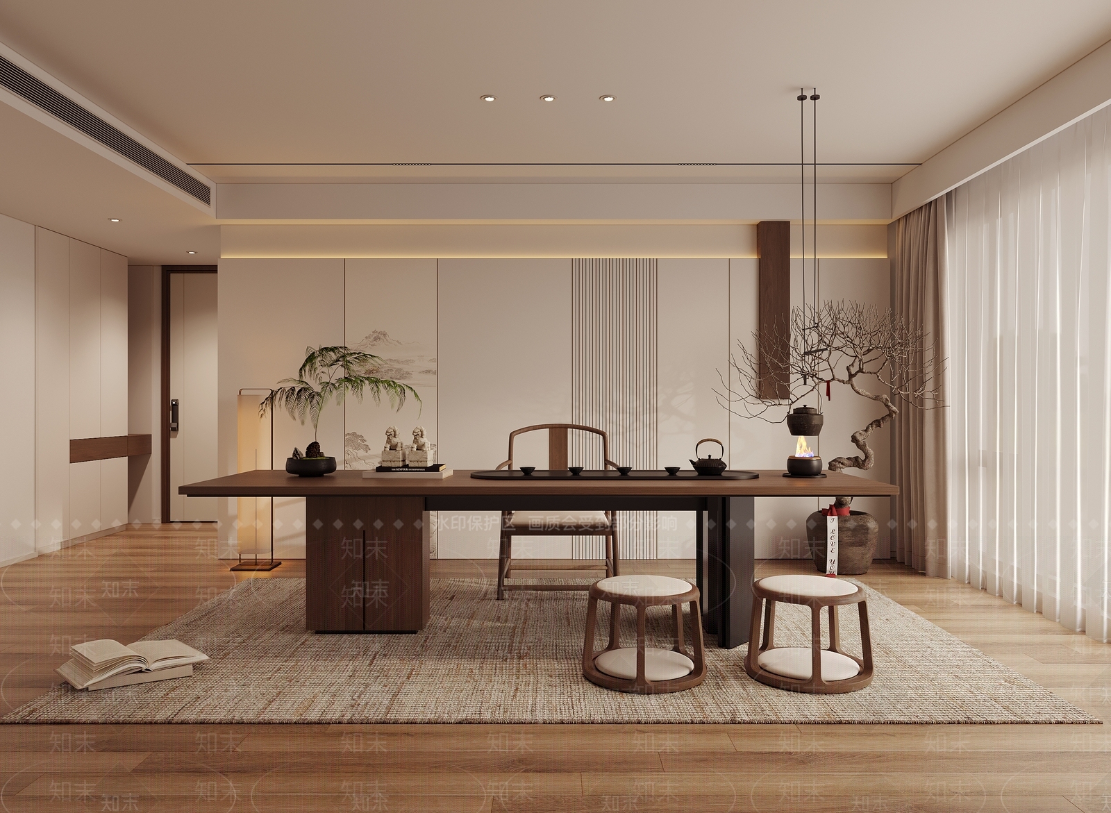 新中式中式茶室3D模型下载【ID:1187629044】