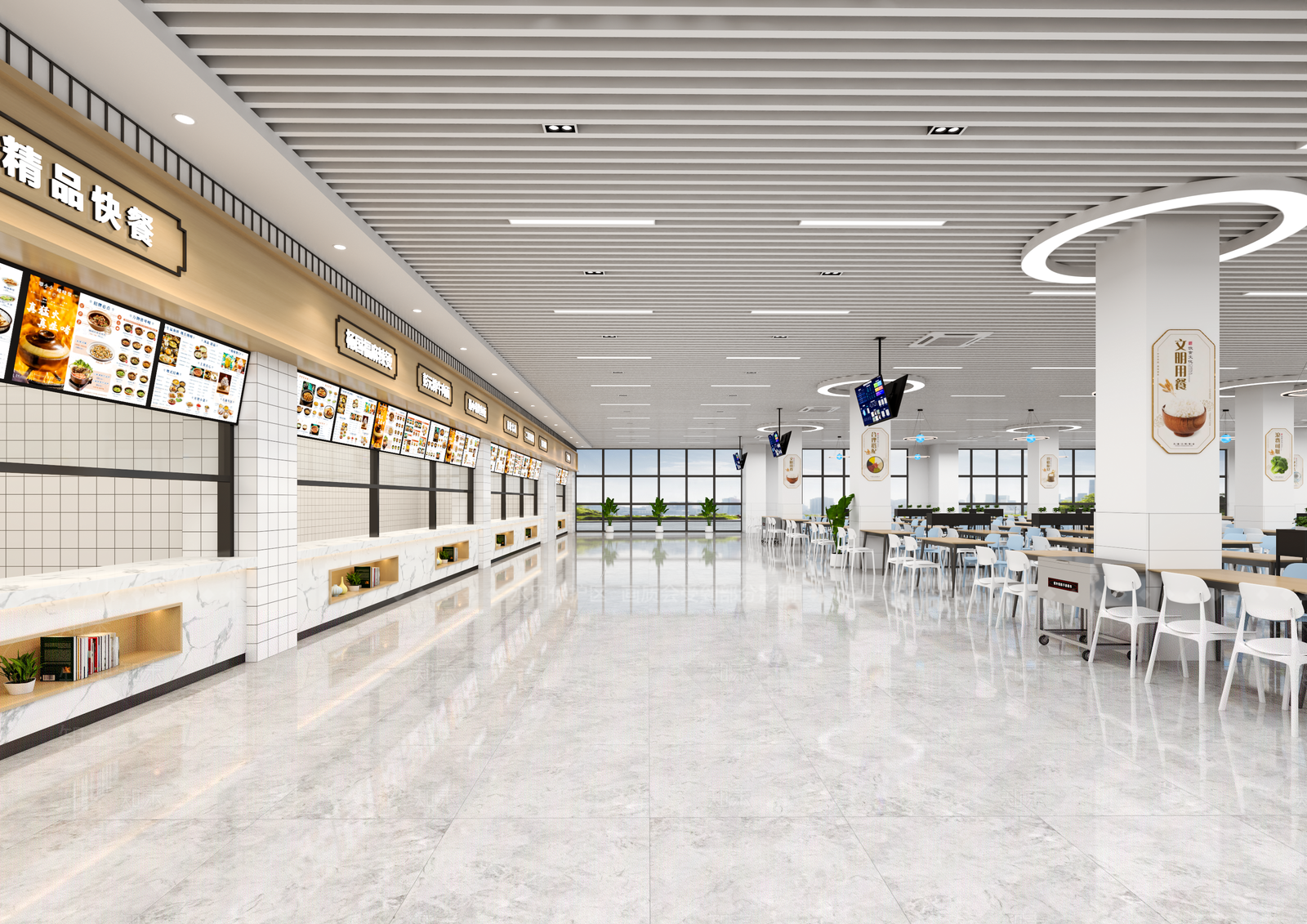 现代简约食堂SU模型下载【ID:1187629592】