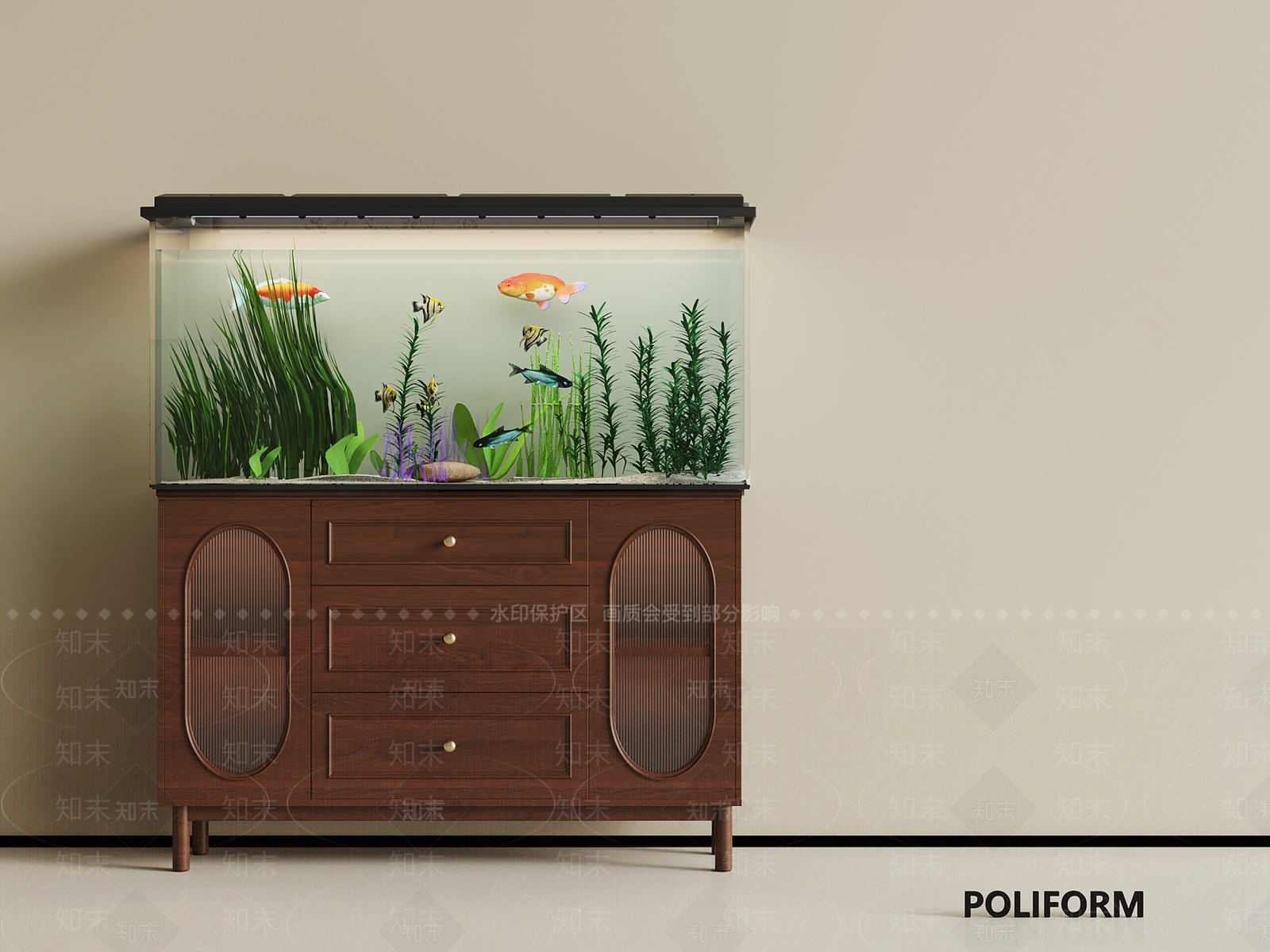 法式中古鱼缸3D模型下载【ID:1187630479】