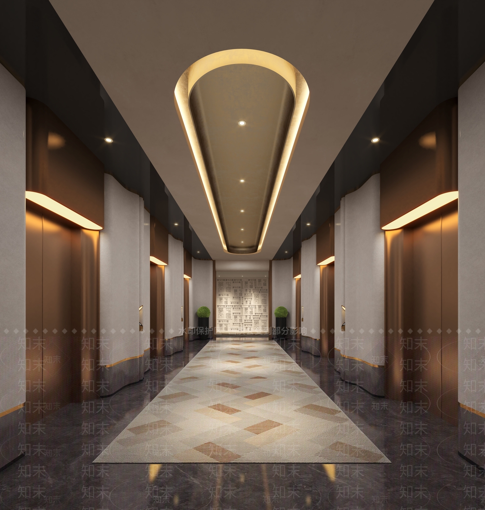 现代轻奢电梯间3D模型下载【ID:1187633770】
