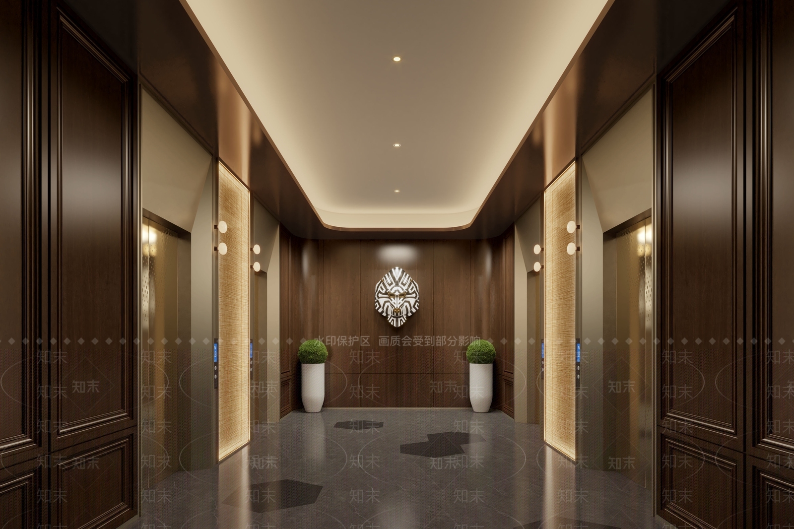 现代轻奢电梯厅SU模型下载【ID:1187634348】