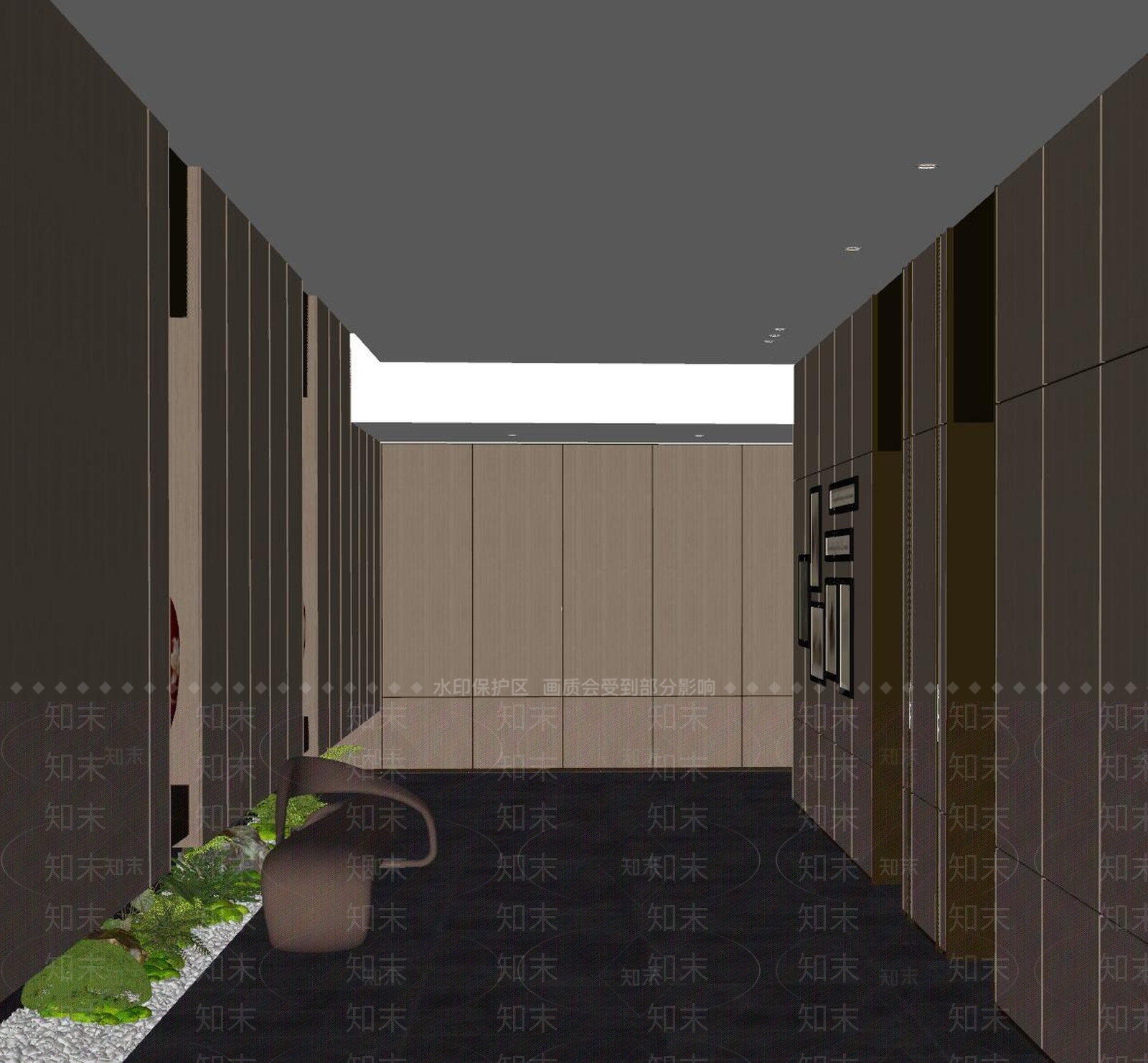 现代复古电梯厅SU模型下载【ID:1187634656】