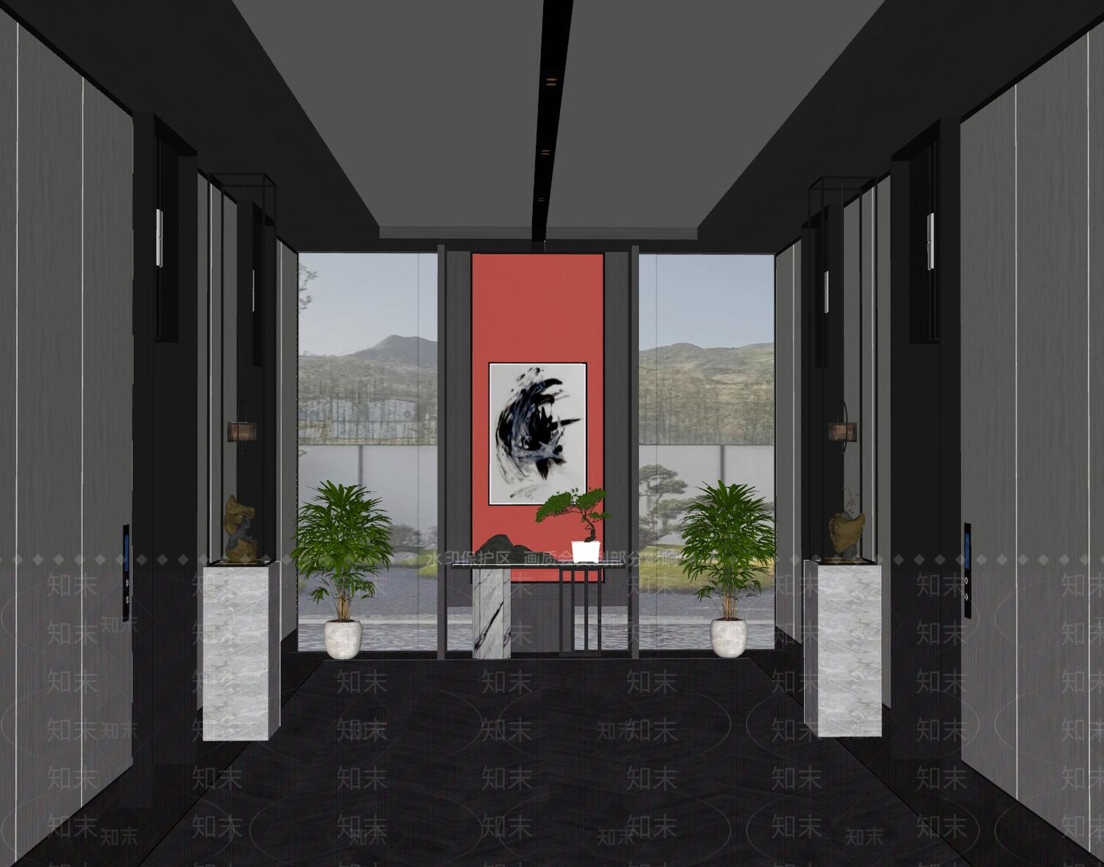 现代轻奢电梯厅SU模型下载【ID:1187635328】