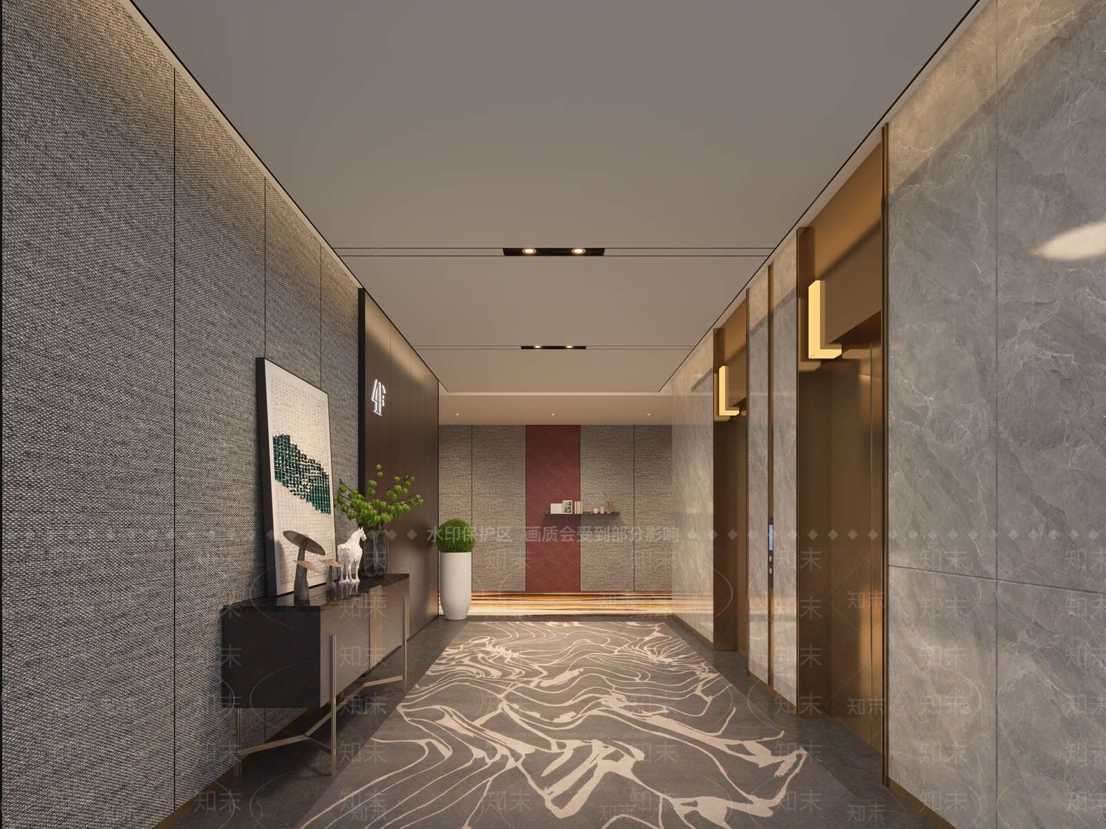 现代轻奢电梯间3D模型下载【ID:1187635414】