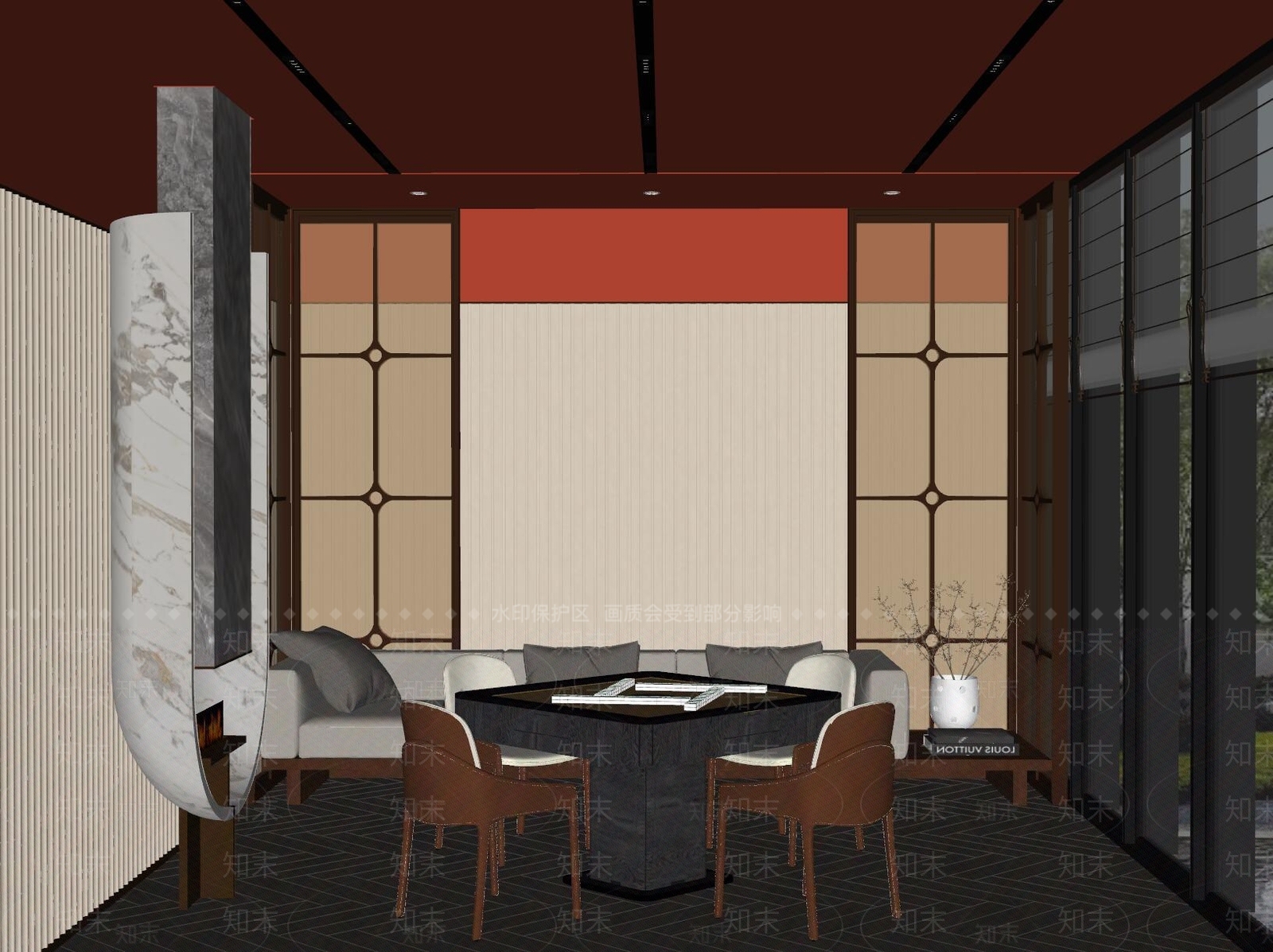 现代轻奢棋牌室SU模型下载【ID:1187635849】