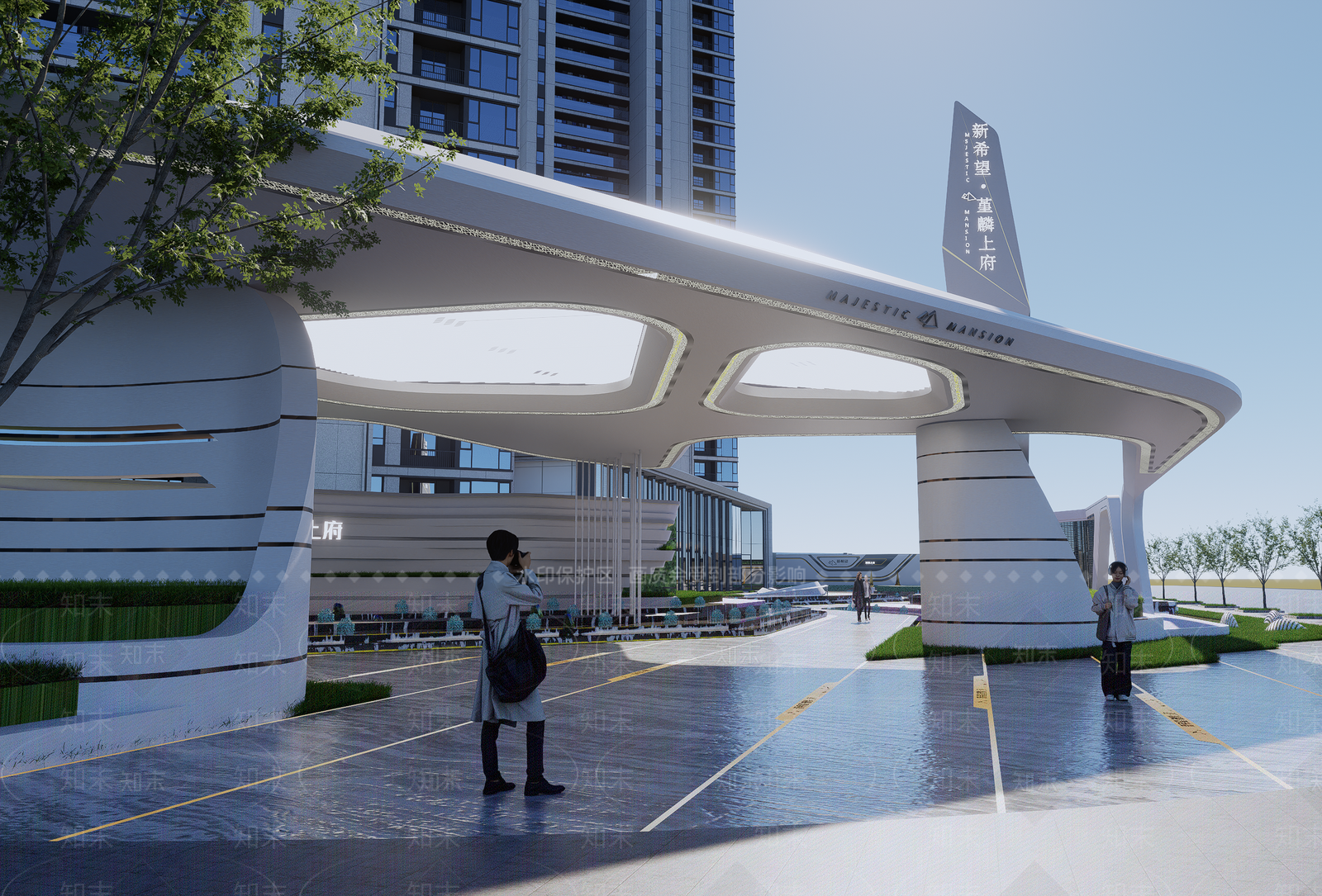 现代售楼处建筑SU模型下载【ID:1187637587】