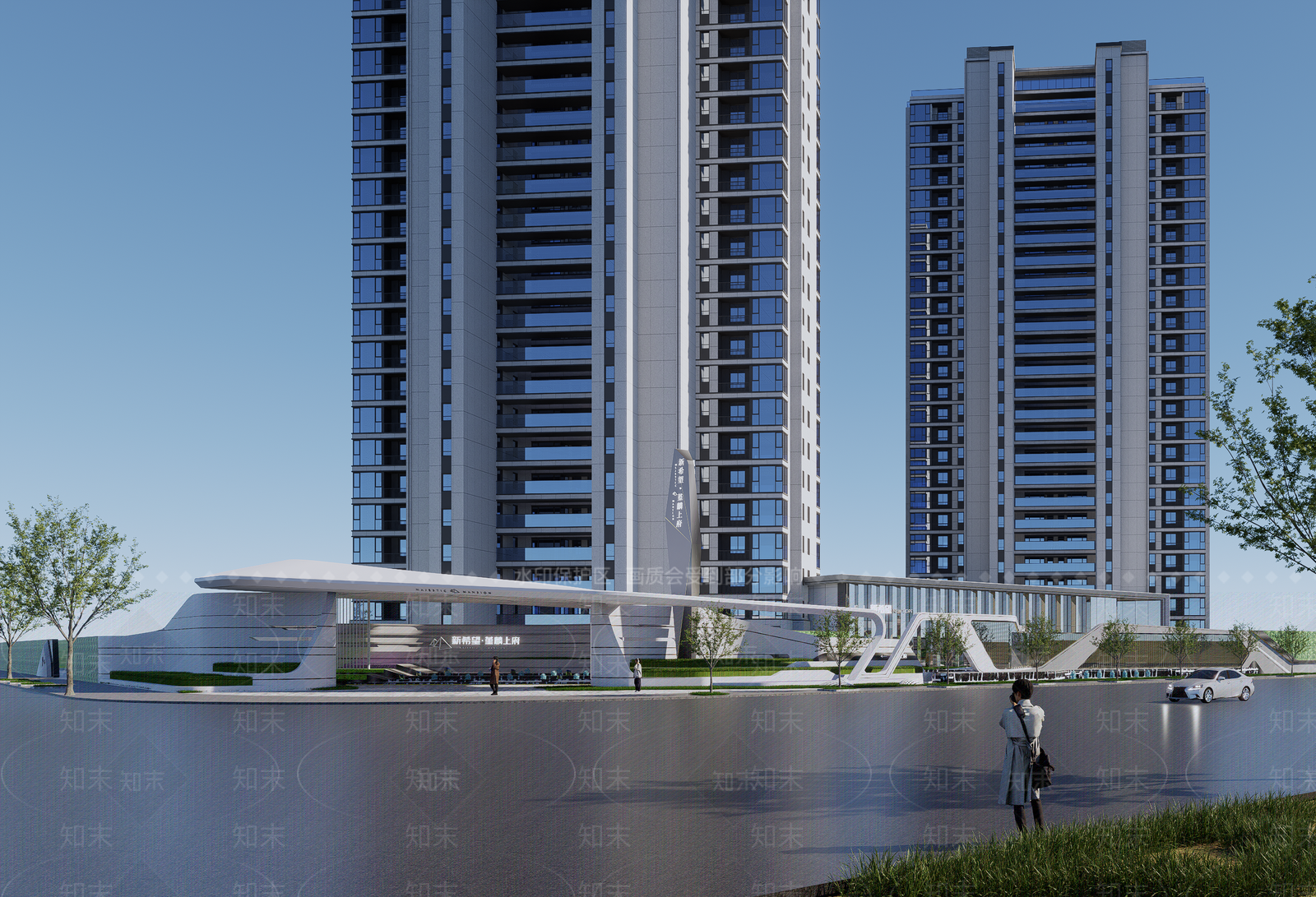 现代售楼处建筑SU模型下载【ID:1187637587】