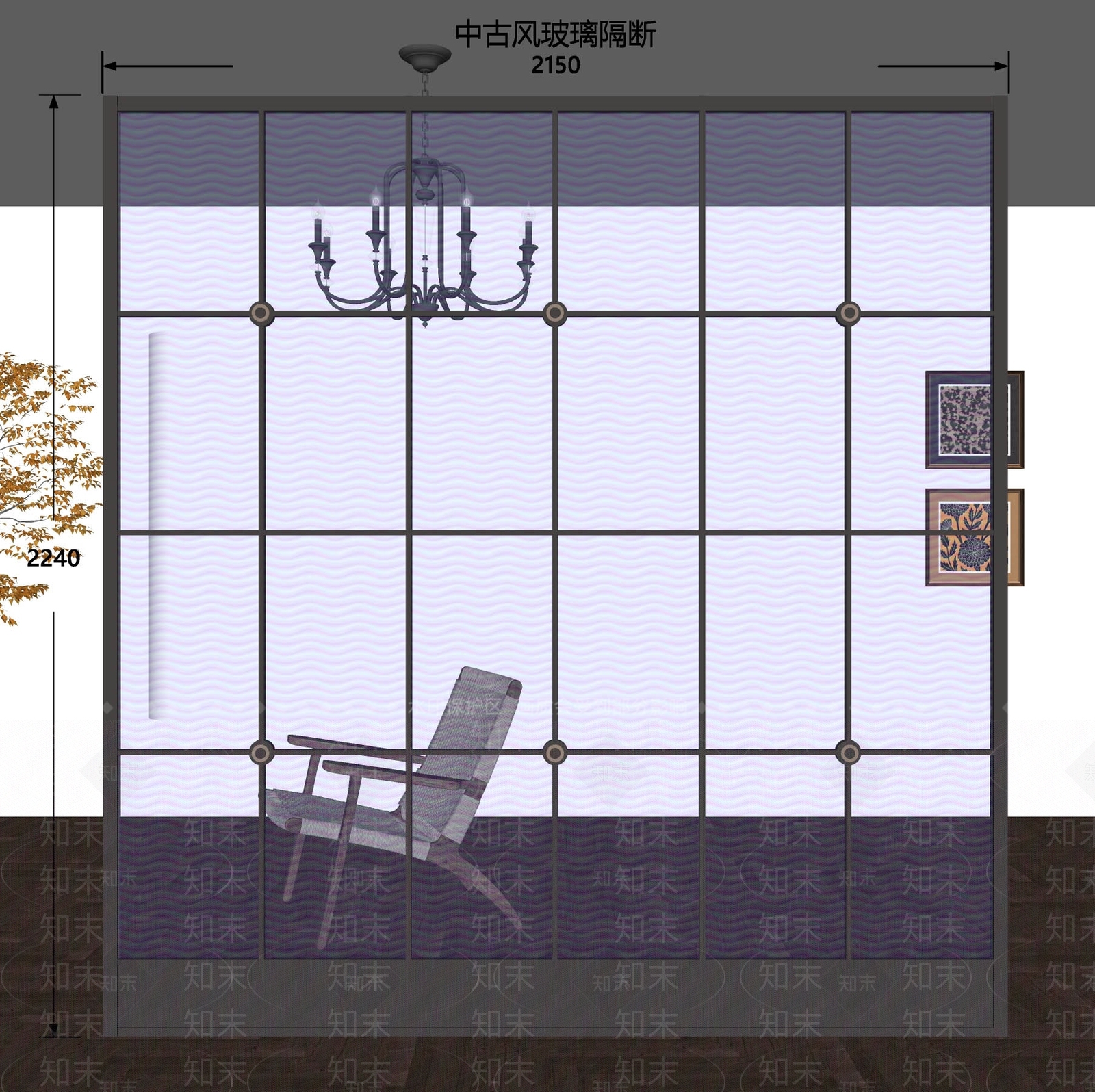 中古法式隔断SU模型下载【ID:1187638285】
