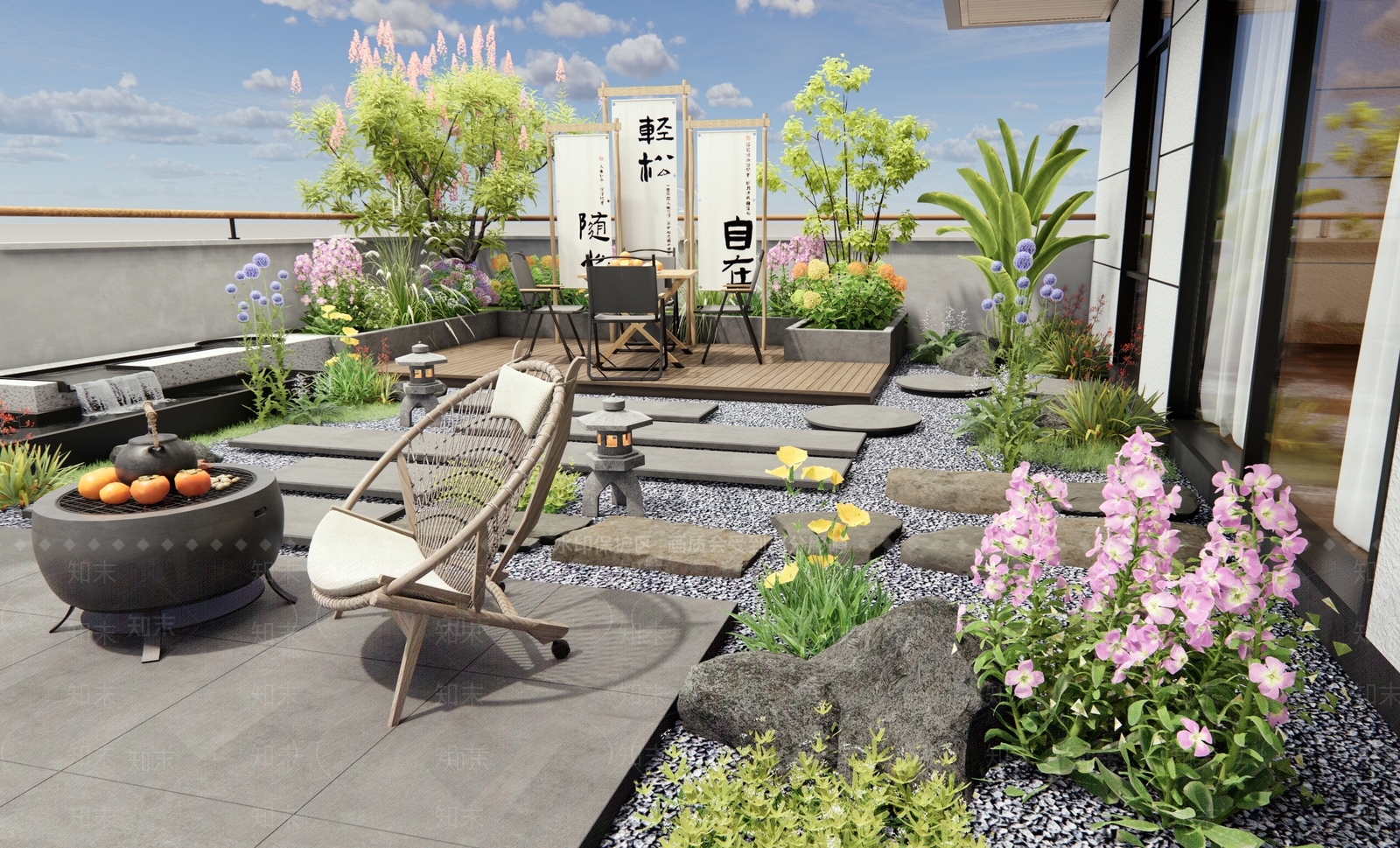 现代屋顶花园SU模型下载【ID:1187638608】