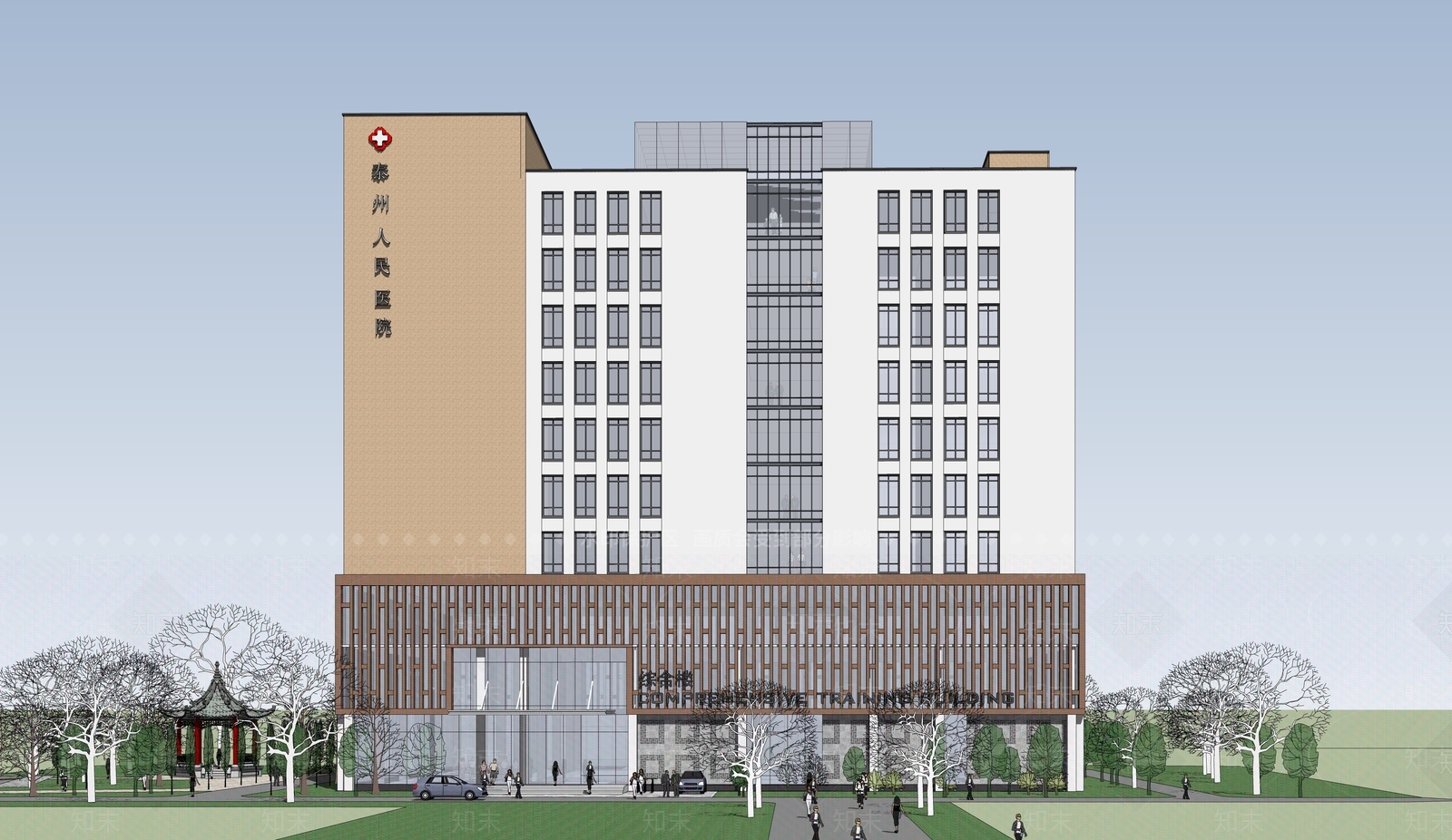 现代医院建筑SU模型下载【ID:1187639746】