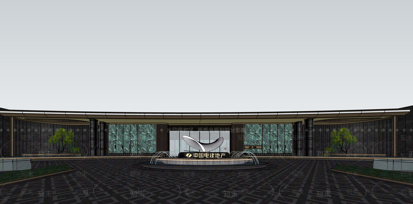 现代轻奢小区建筑SU模型下载【ID:1187642814】