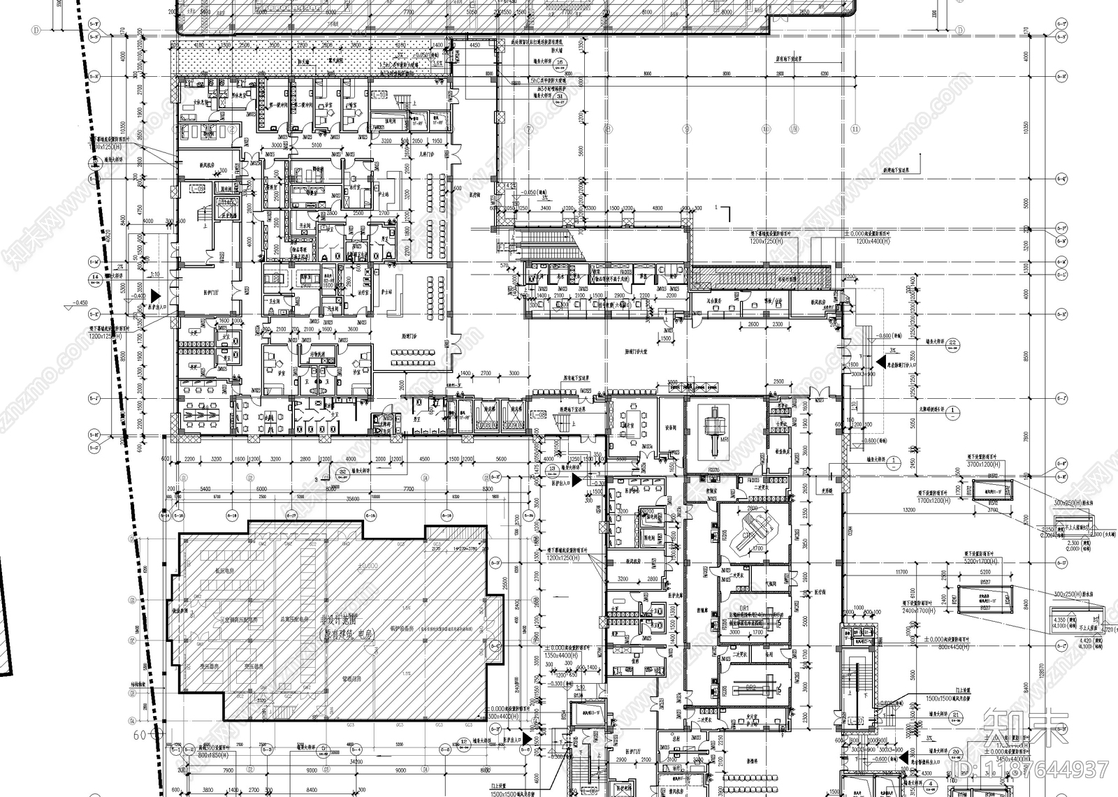 现代医院建筑cad施工图下载【ID:1187644937】