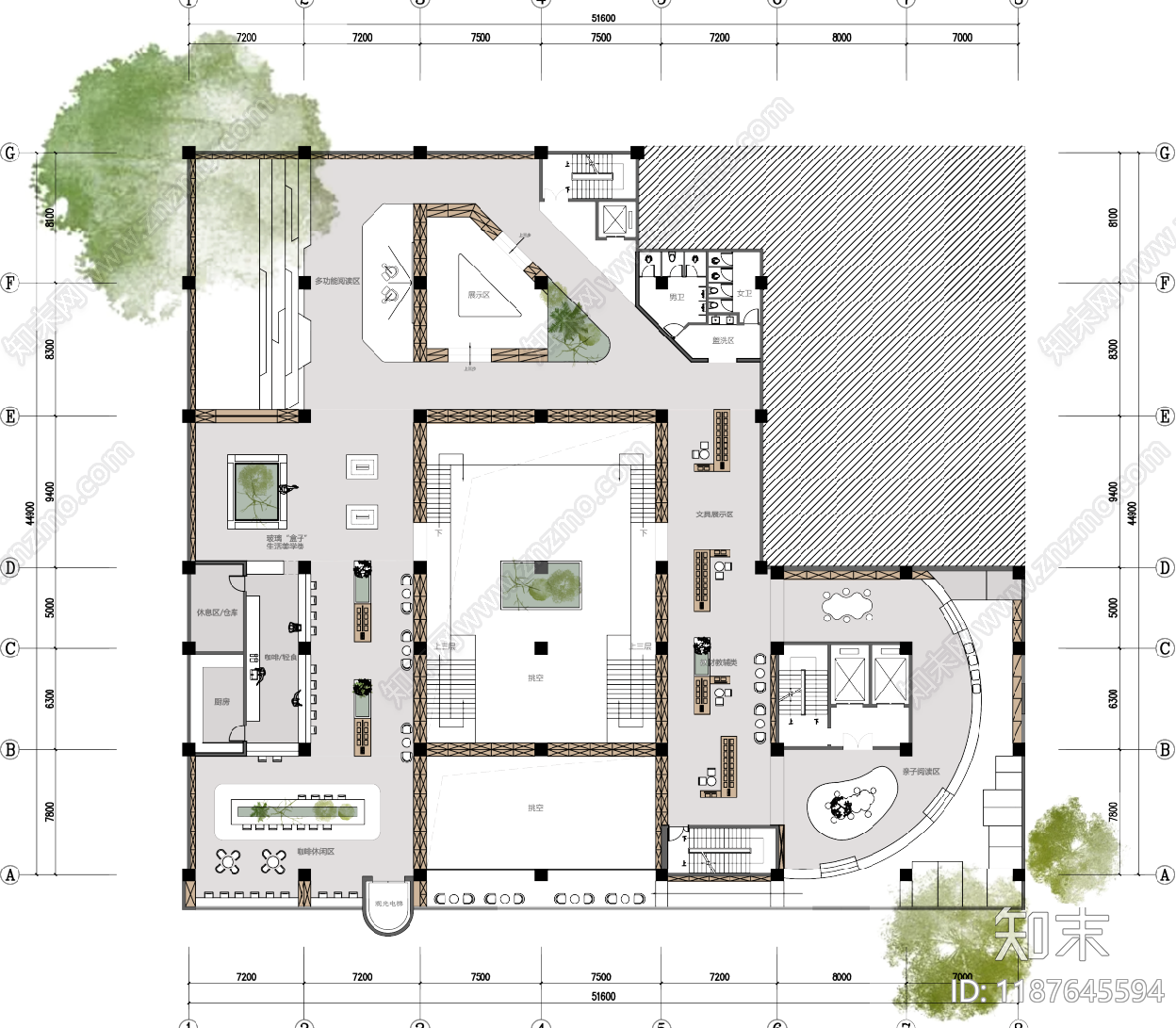 现代图书馆施工图下载【ID:1187645594】