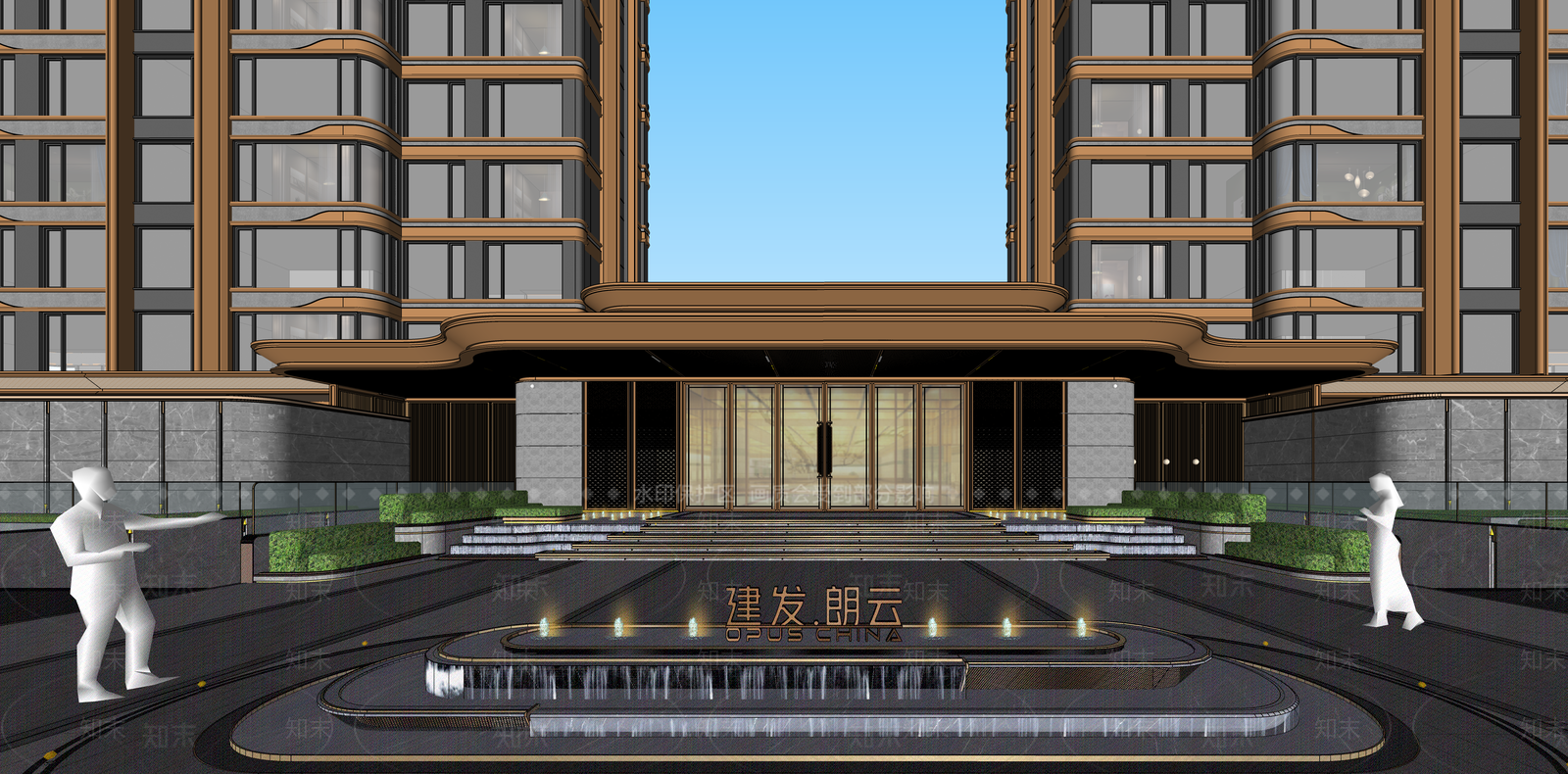 现代新中式小区建筑SU模型下载【ID:1187645026】