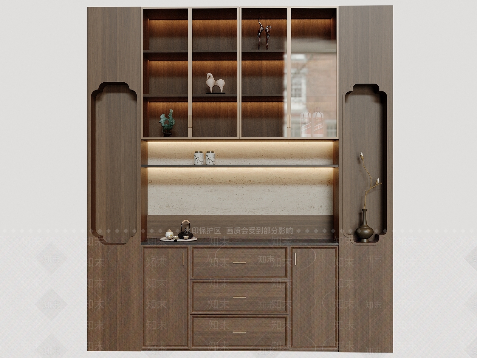 新中式中式玄关柜3D模型下载【ID:1187645582】