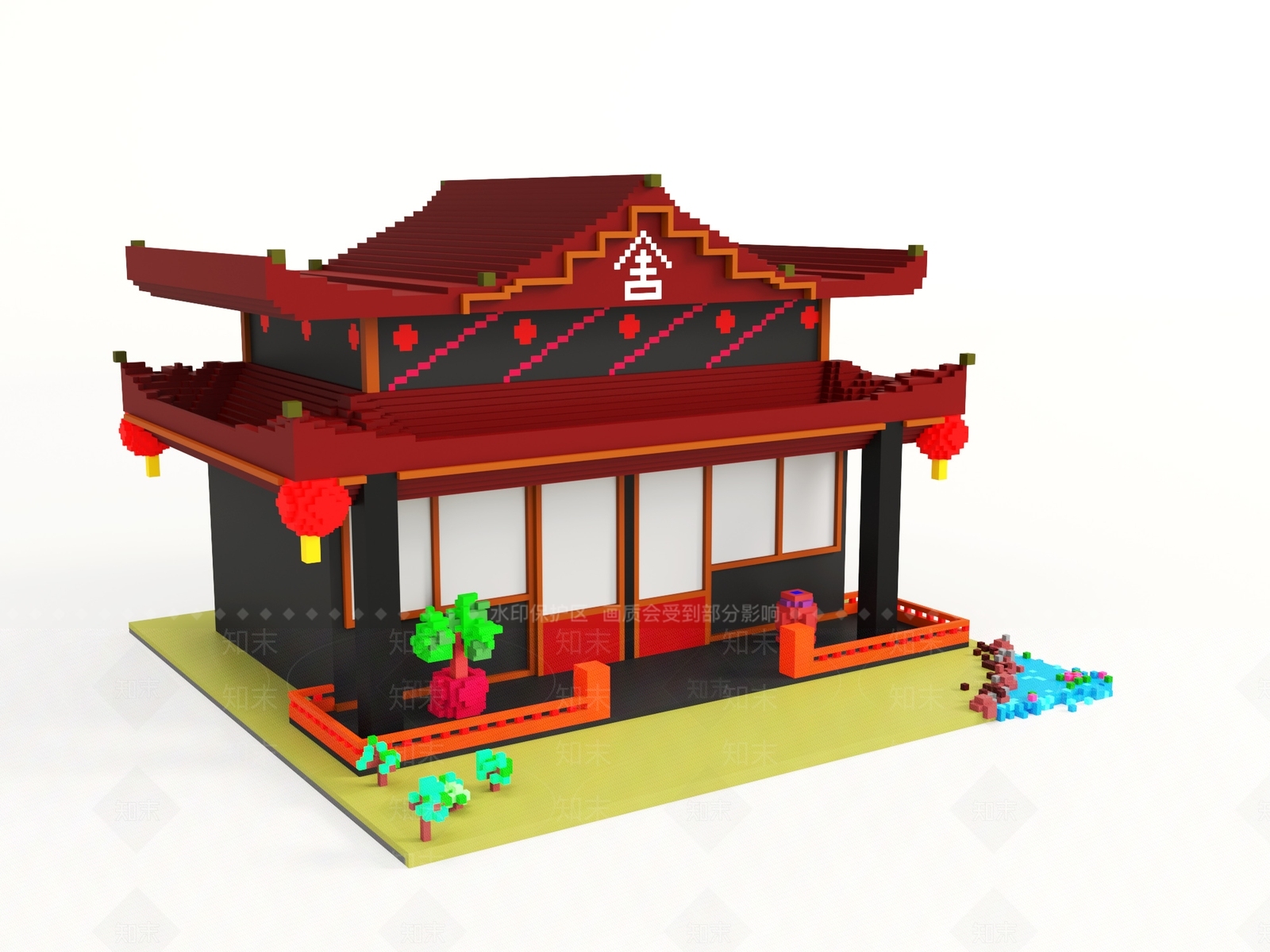 中式古建3D模型下载【ID:1187651312】