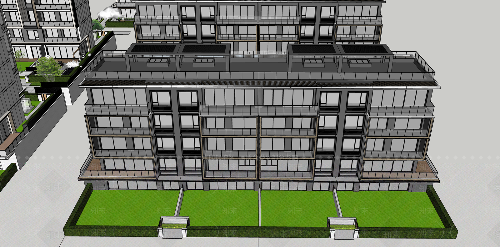 现代轻奢多层住宅SU模型下载【ID:1187654629】