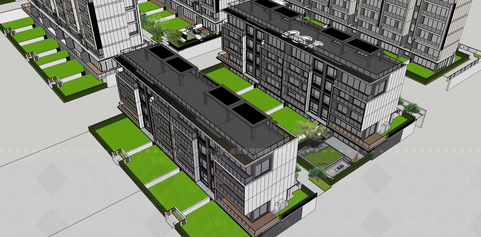 现代轻奢多层住宅SU模型下载【ID:1187654629】