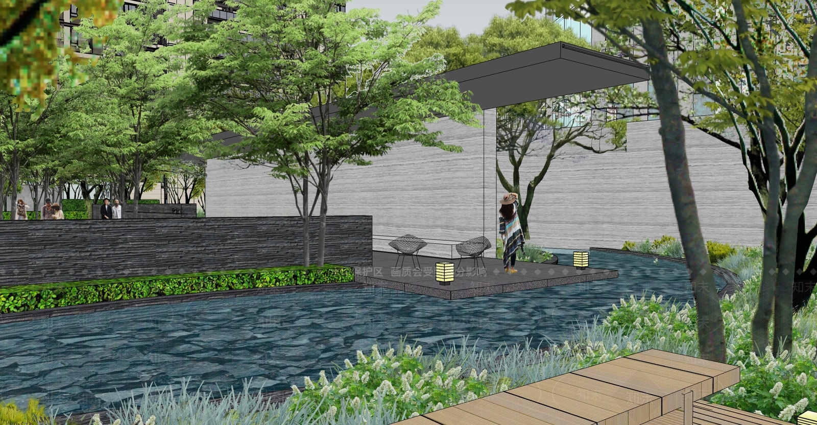 现代极简小区景观SU模型下载【ID:1187658004】