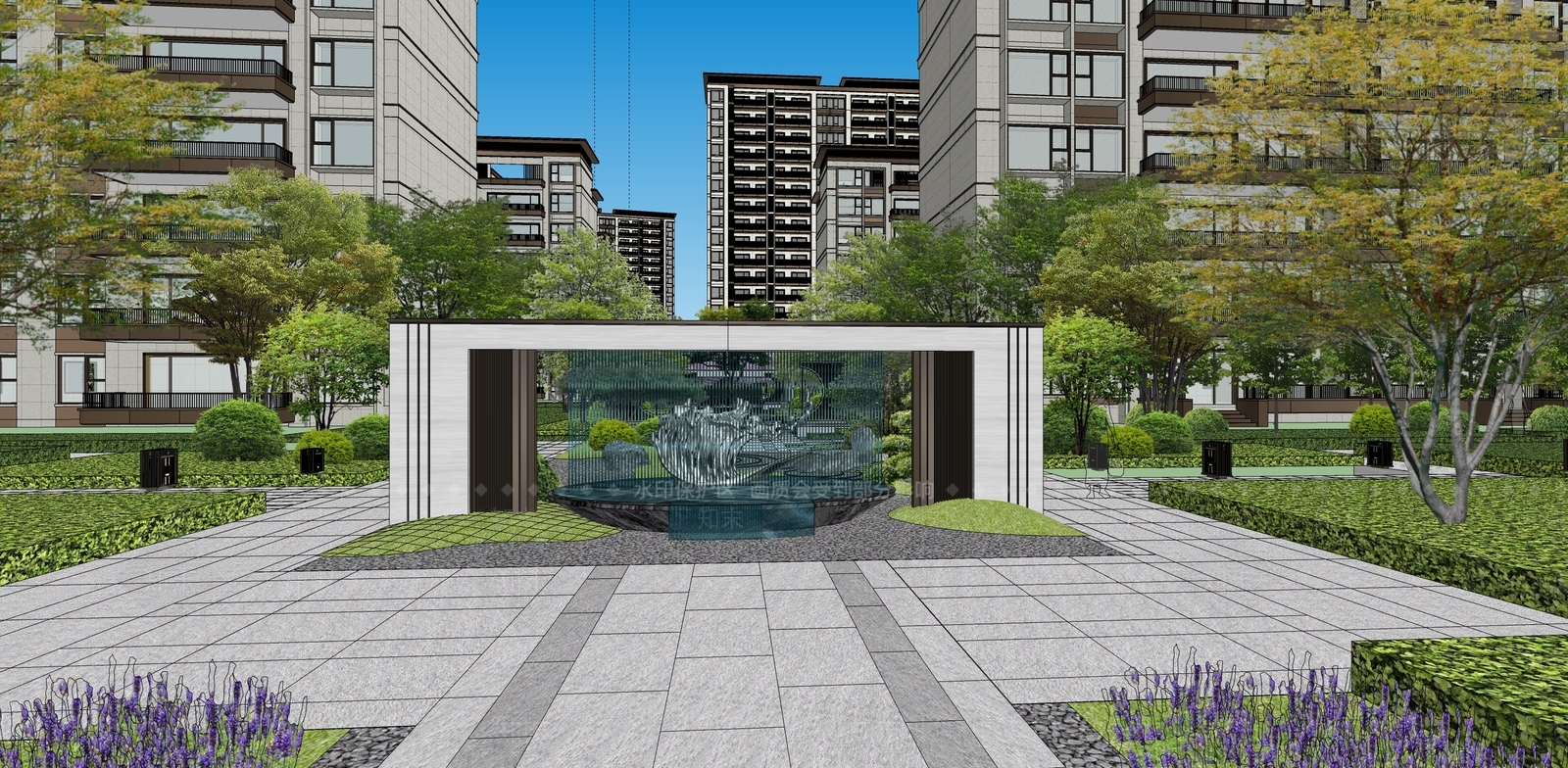新中式现代办公景观SU模型下载【ID:1187662686】