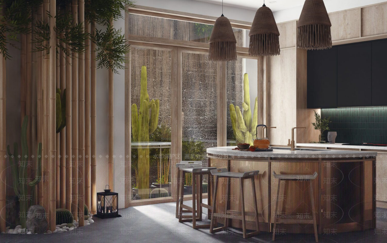 侘寂北欧开放式厨房3D模型下载【ID:1187664844】