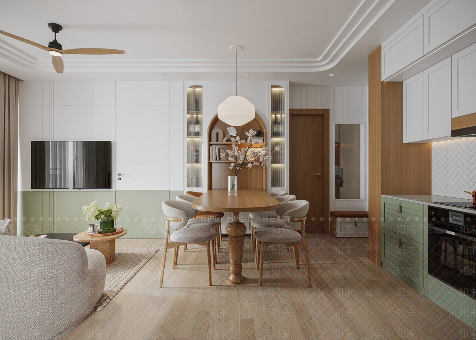 现代北欧客餐厅3D模型下载【ID:1187665849】