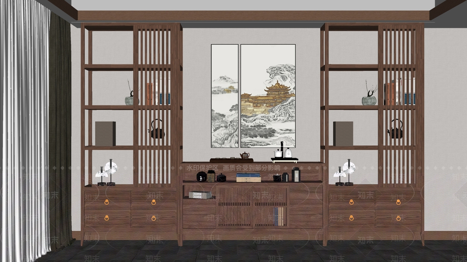 新中式中式博古架SU模型下载【ID:1187669066】