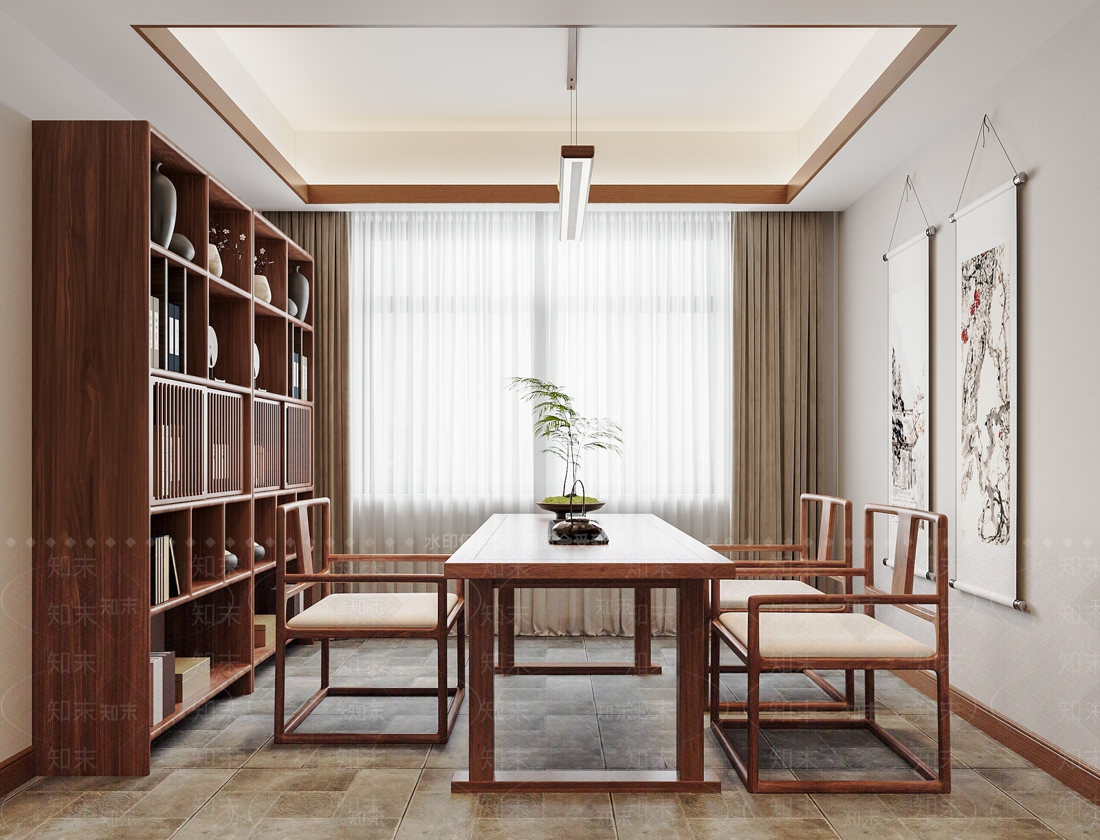 新中式中式茶室3D模型下载【ID:1187669059】