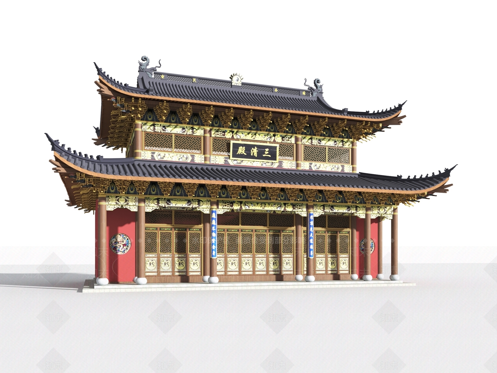 新中式中式古建3D模型下载【ID:1187674326】