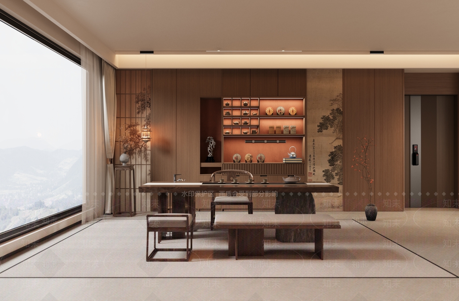 新中式茶室SU模型下载【ID:1187675312】