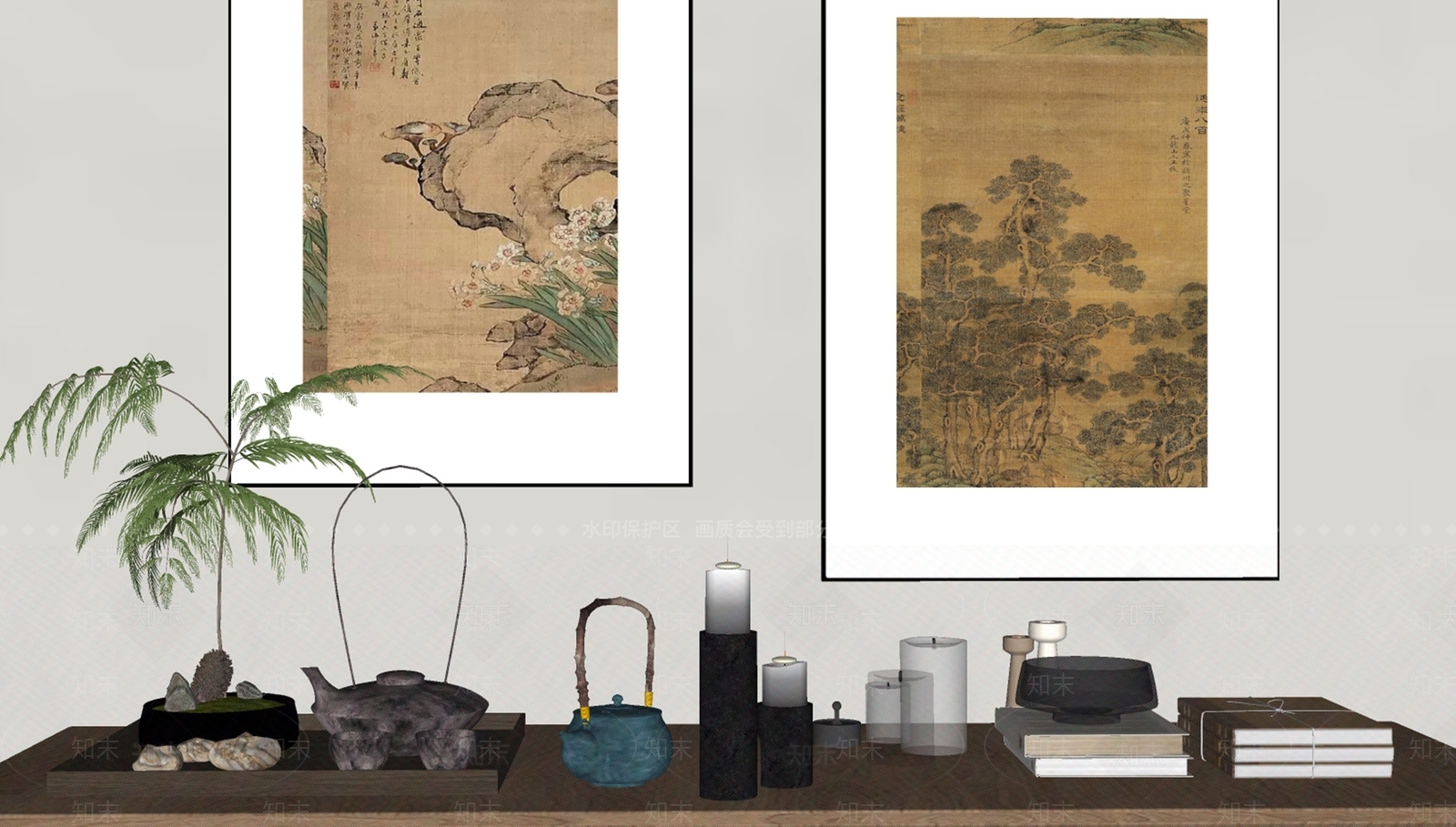 现代中古摆件组合SU模型下载【ID:1187675800】