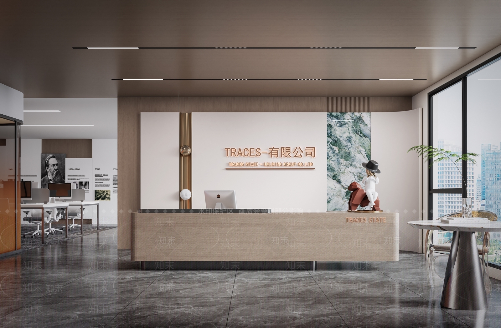 现代办公大厅3D模型下载【ID:1187677994】