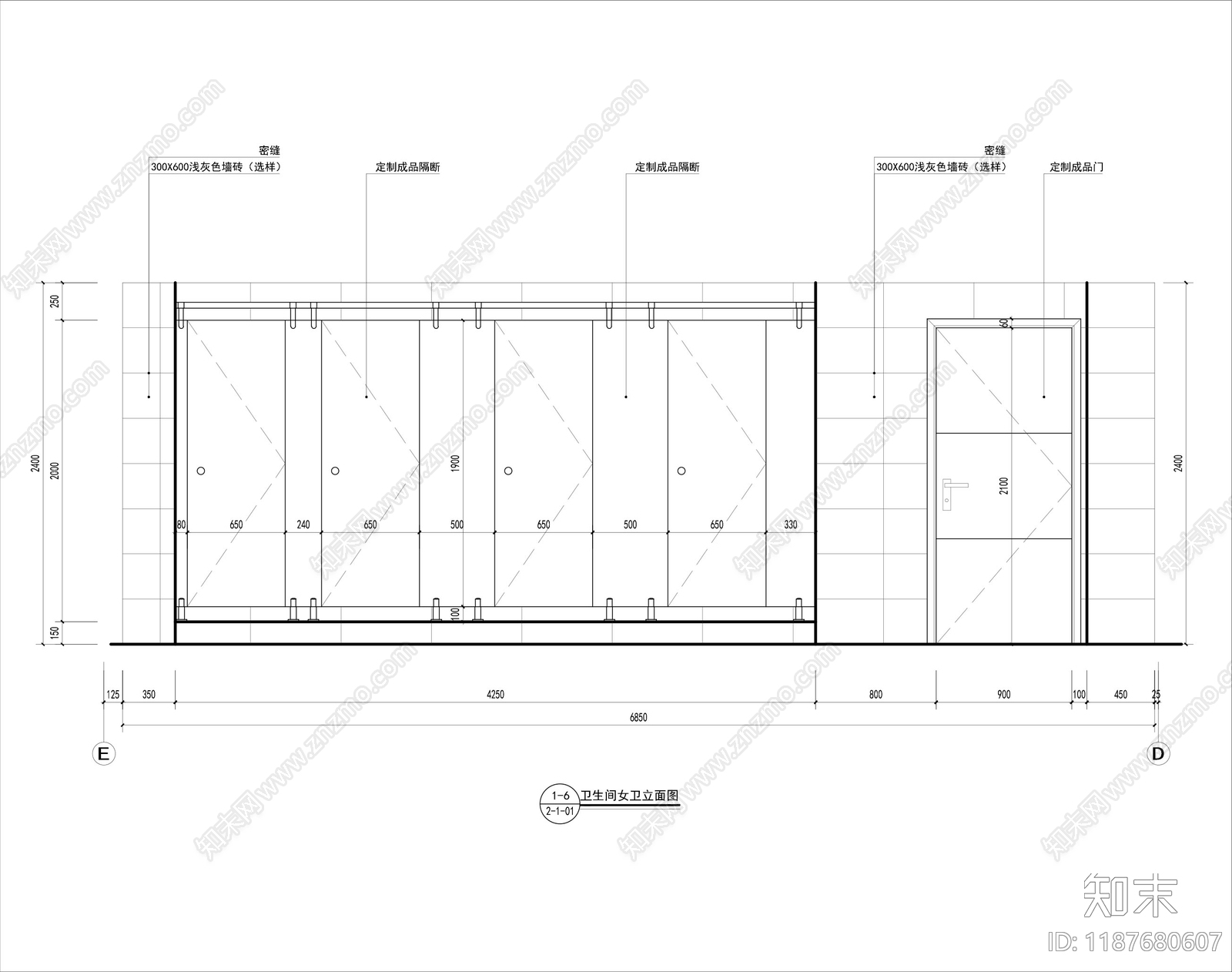 现代公共卫生间cad施工图下载【ID:1187680607】