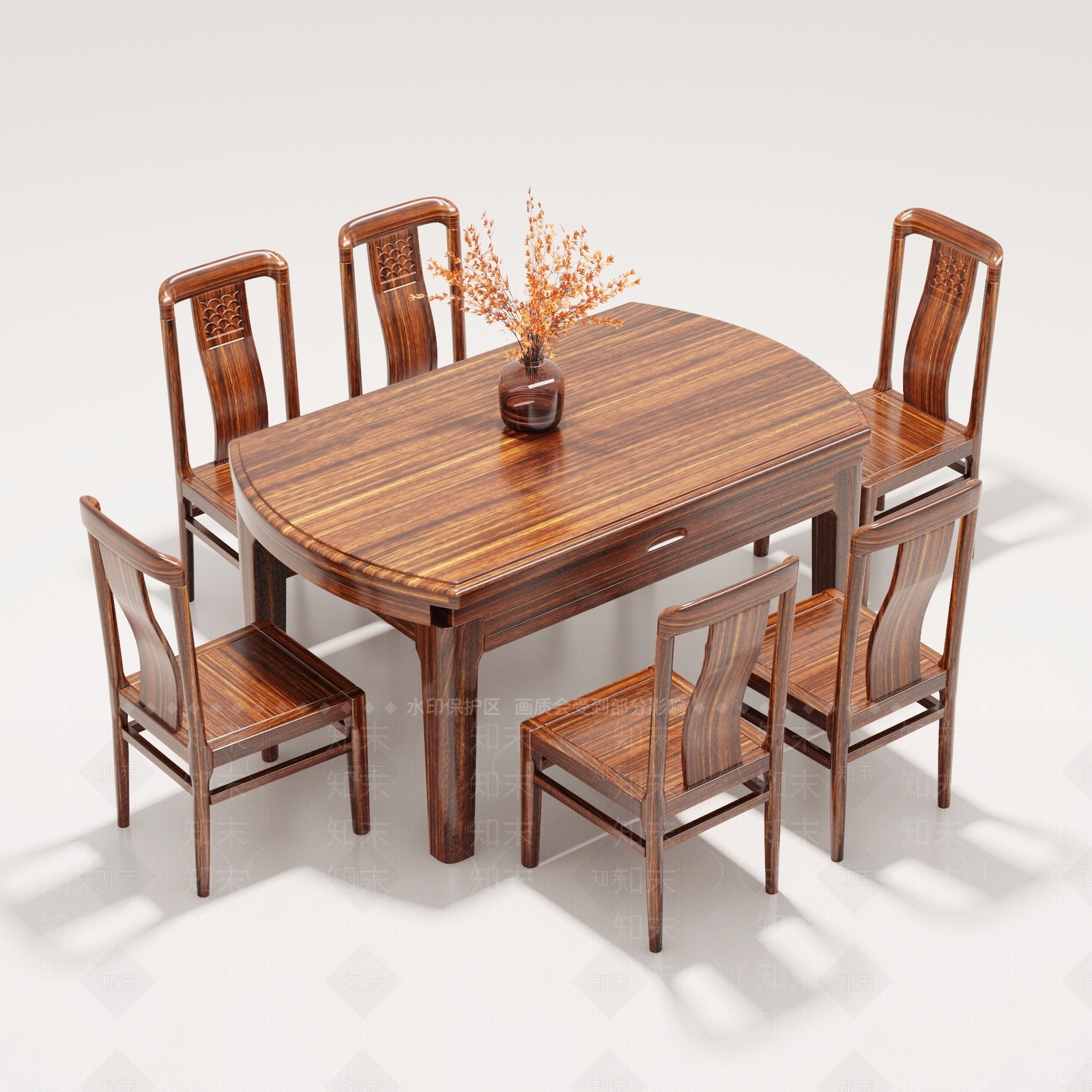 新中式中式餐桌3D模型下载【ID:1187680185】