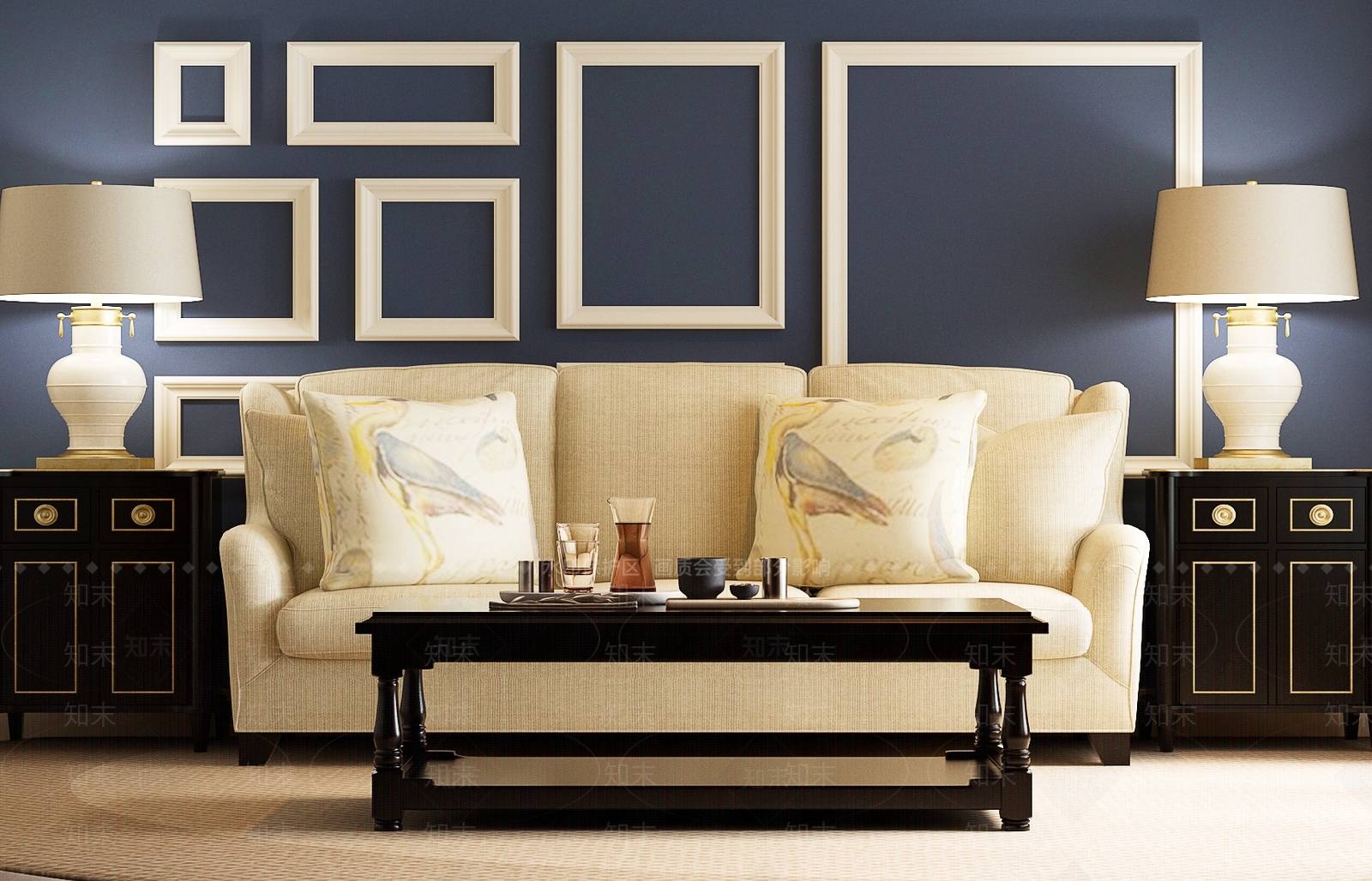 美式欧式双人沙发SU模型下载【ID:1187681214】