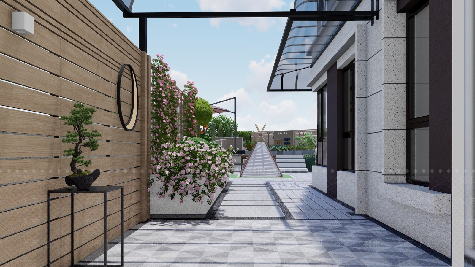 现代屋顶花园SU模型下载【ID:1187682178】