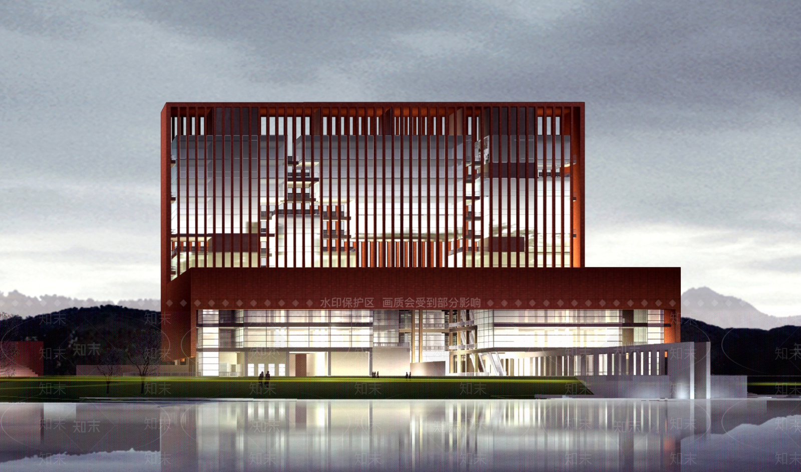 现代简约学校建筑SU模型下载【ID:1187684124】