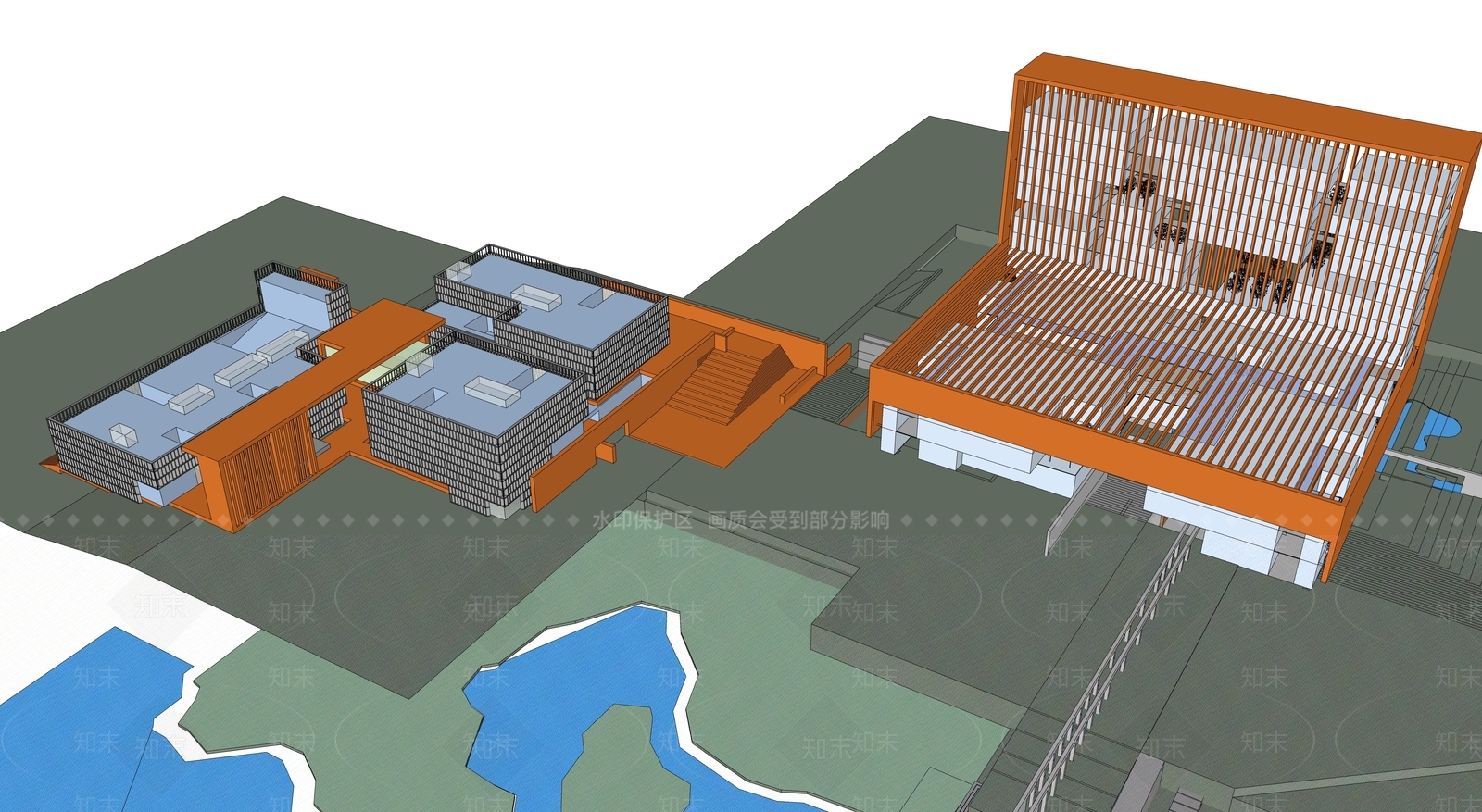 现代简约学校建筑SU模型下载【ID:1187684124】