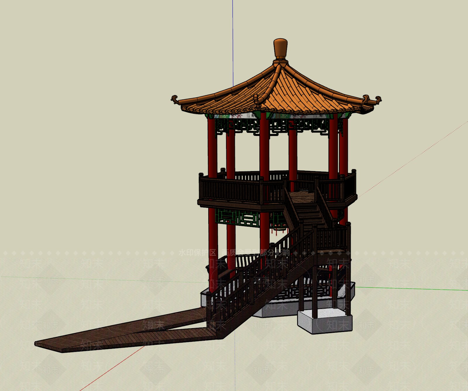 中式古建筑SU模型下载【ID:1187682779】