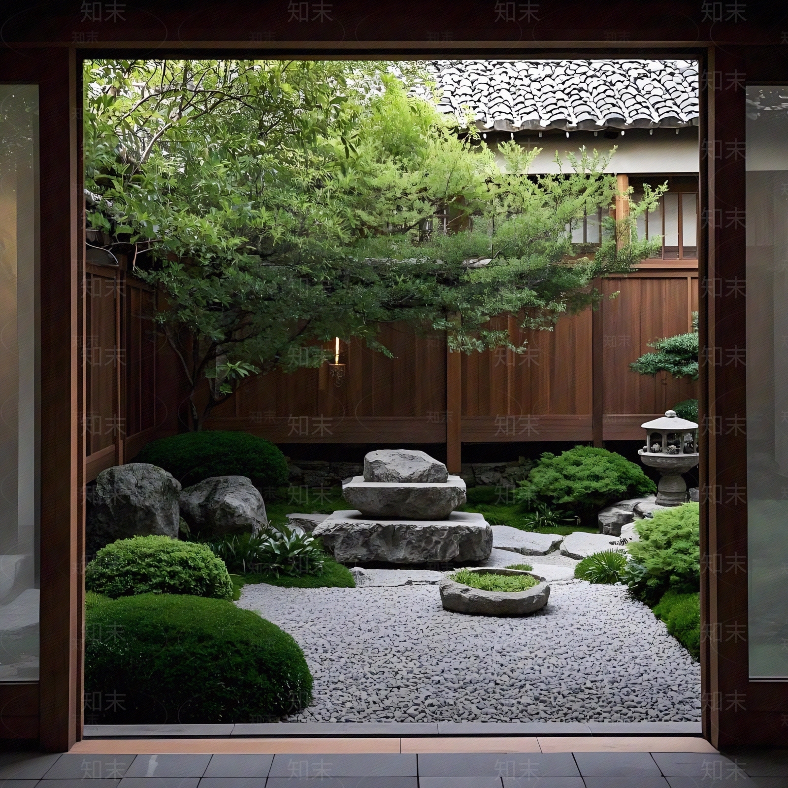 禅意侘寂小区外景贴图下载【ID:1187682794】