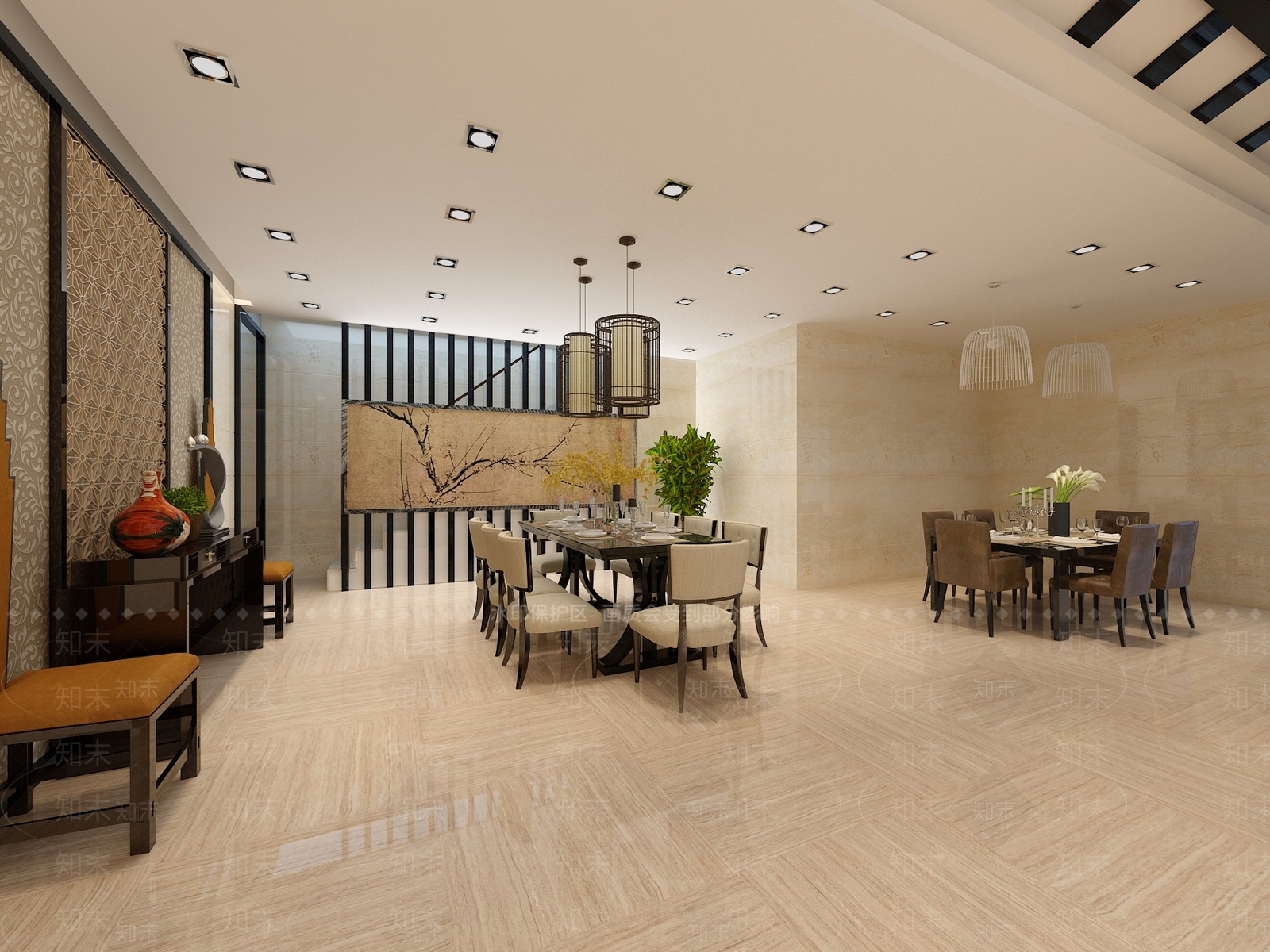 现代中餐厅3D模型下载【ID:1187684518】