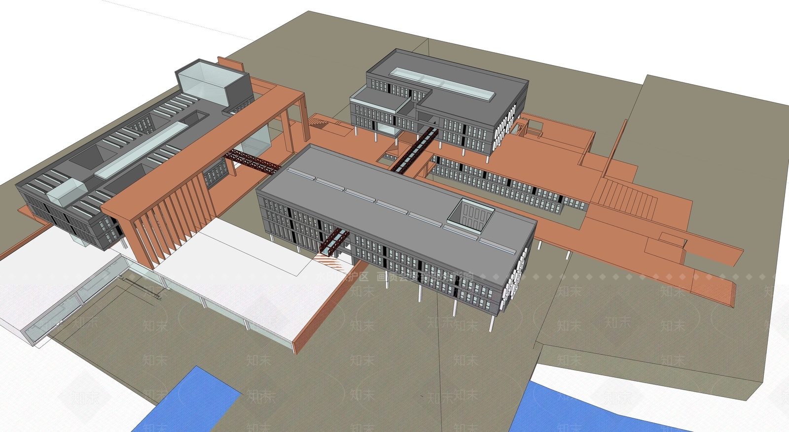 现代新中式学校建筑SU模型下载【ID:1187685677】