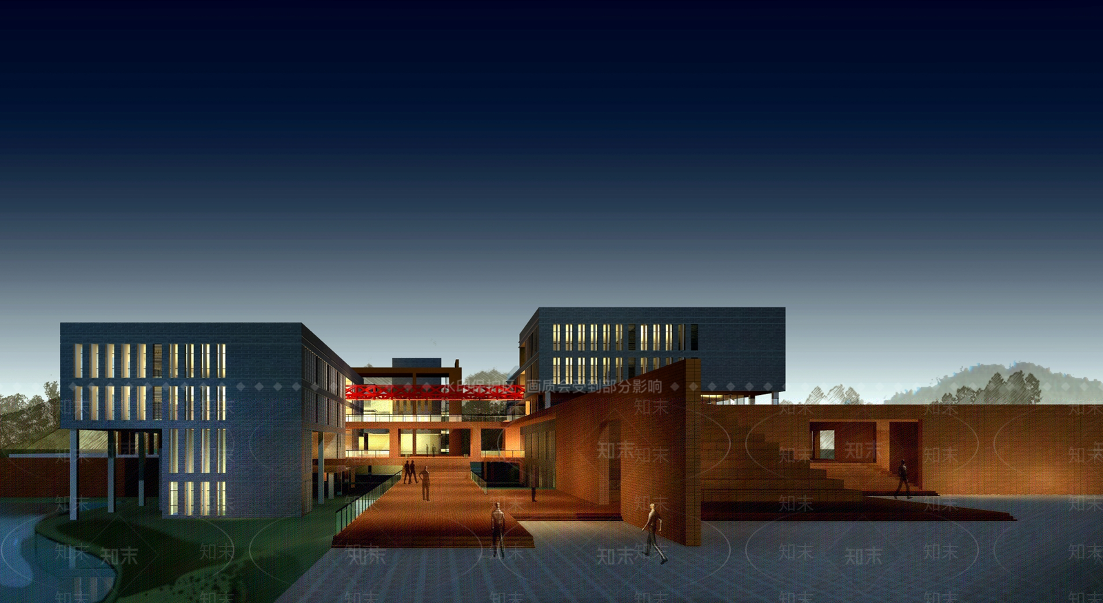 现代新中式学校建筑SU模型下载【ID:1187685677】