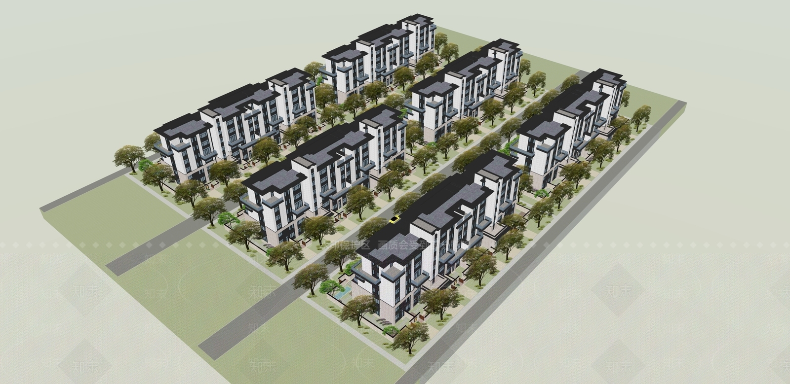 现代新中式多层住宅SU模型下载【ID:1187685921】