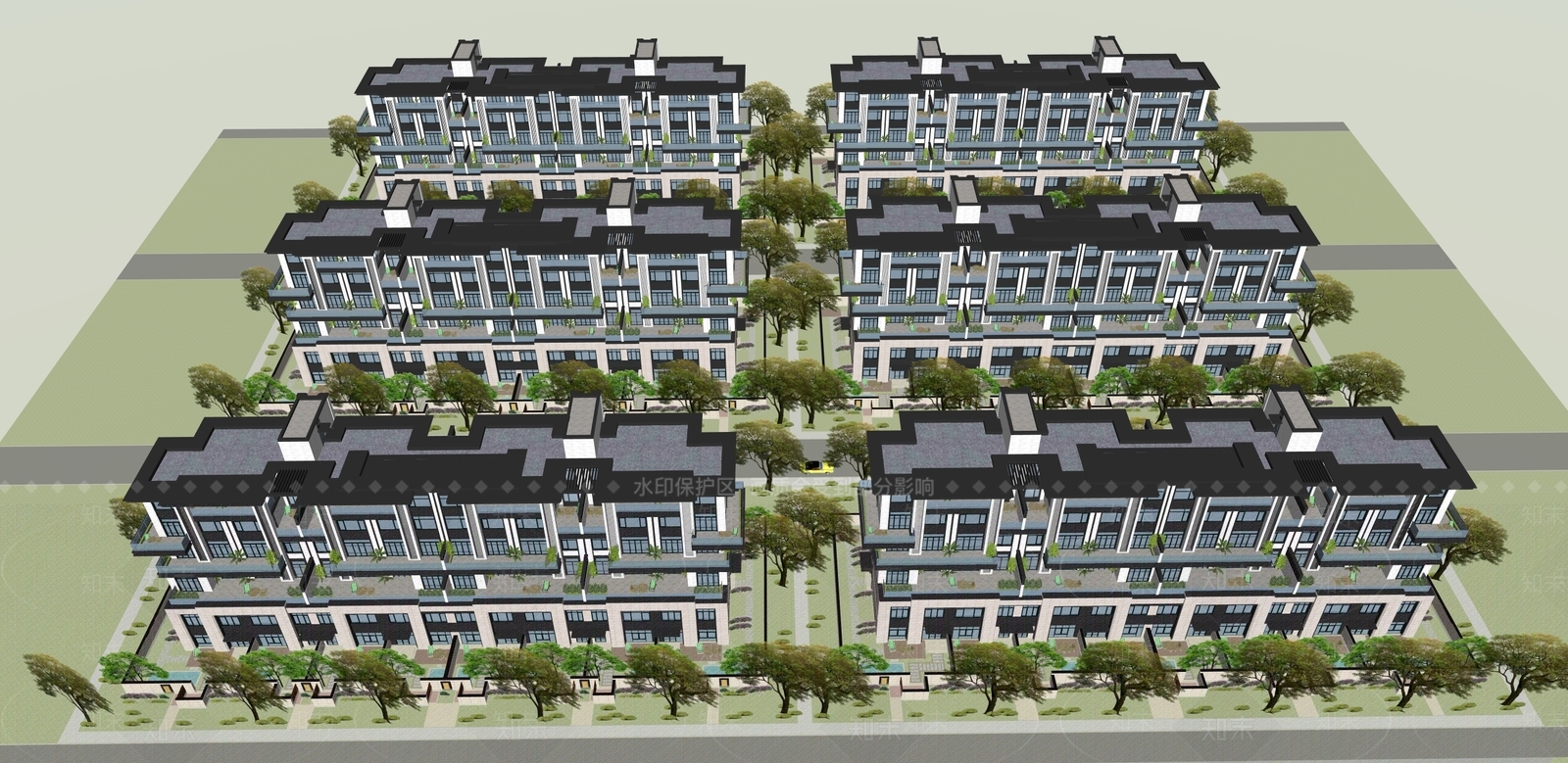 现代新中式多层住宅SU模型下载【ID:1187685921】