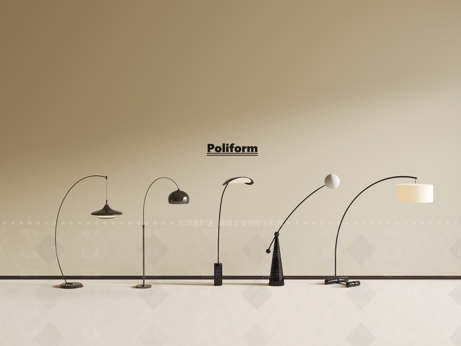 现代意式落地灯SU模型下载【ID:1187685213】