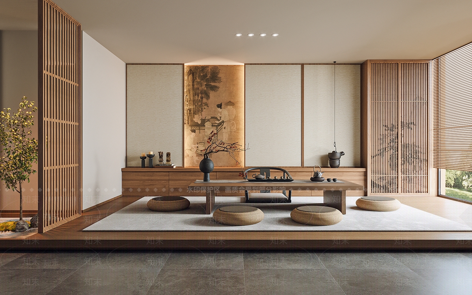 新中式禅意茶室3D模型下载【ID:1187686280】