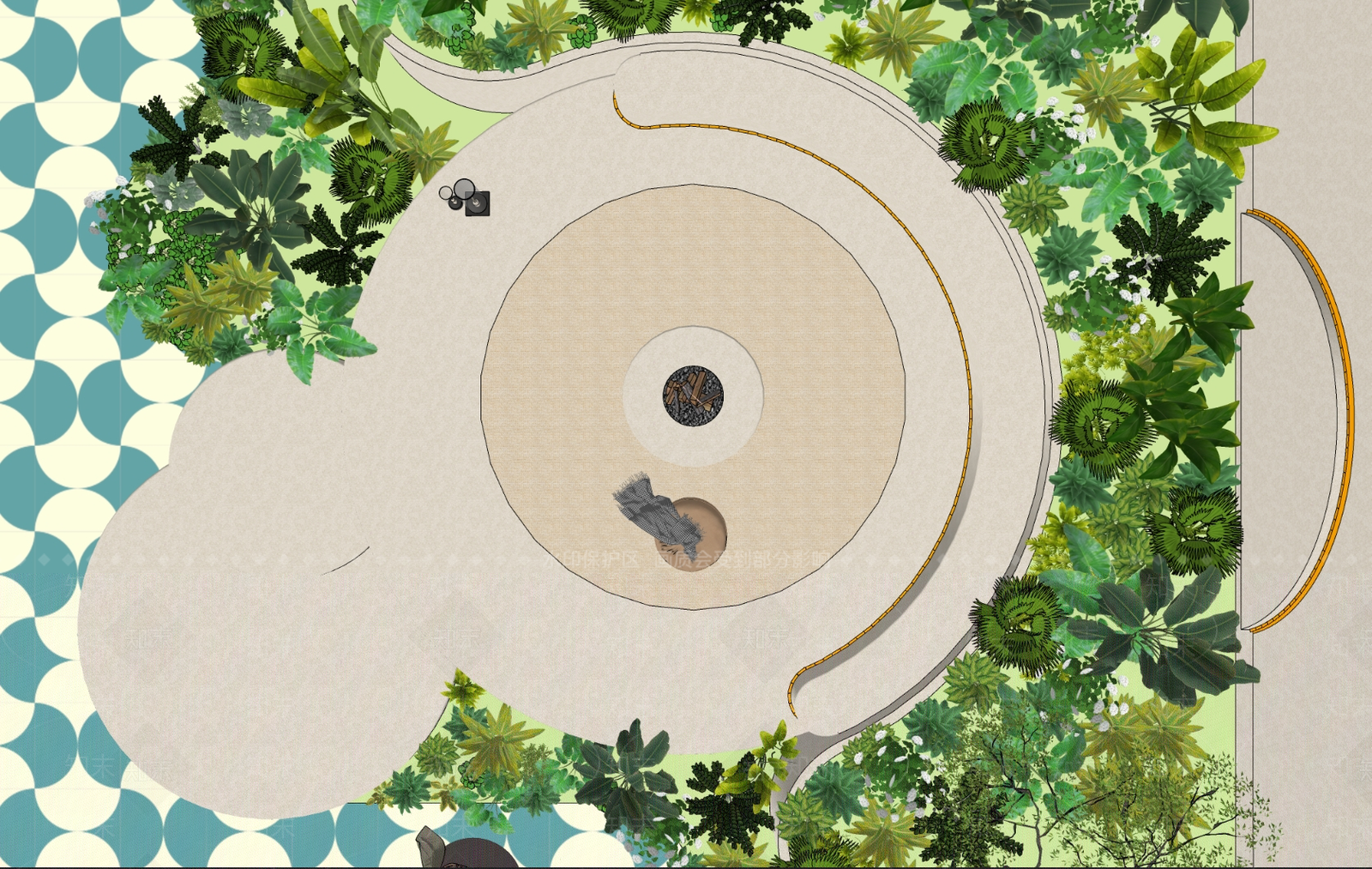 现代奶油屋顶花园SU模型下载【ID:1187686457】